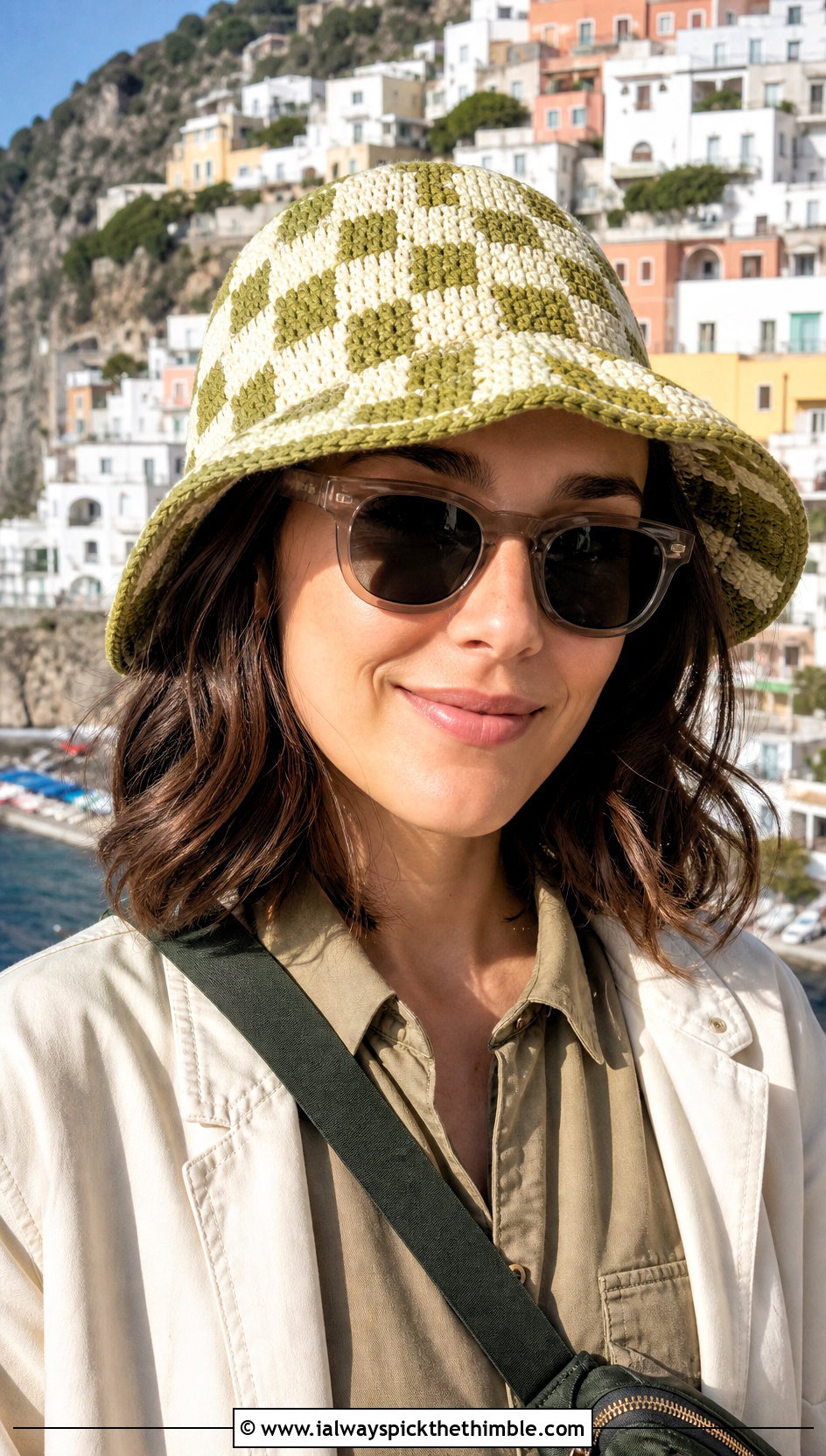 Packable Checkerboard Crochet Bucket Hat With Utility Jumpsuit - 20 checkerboard crochet bucket hat outfit ideas