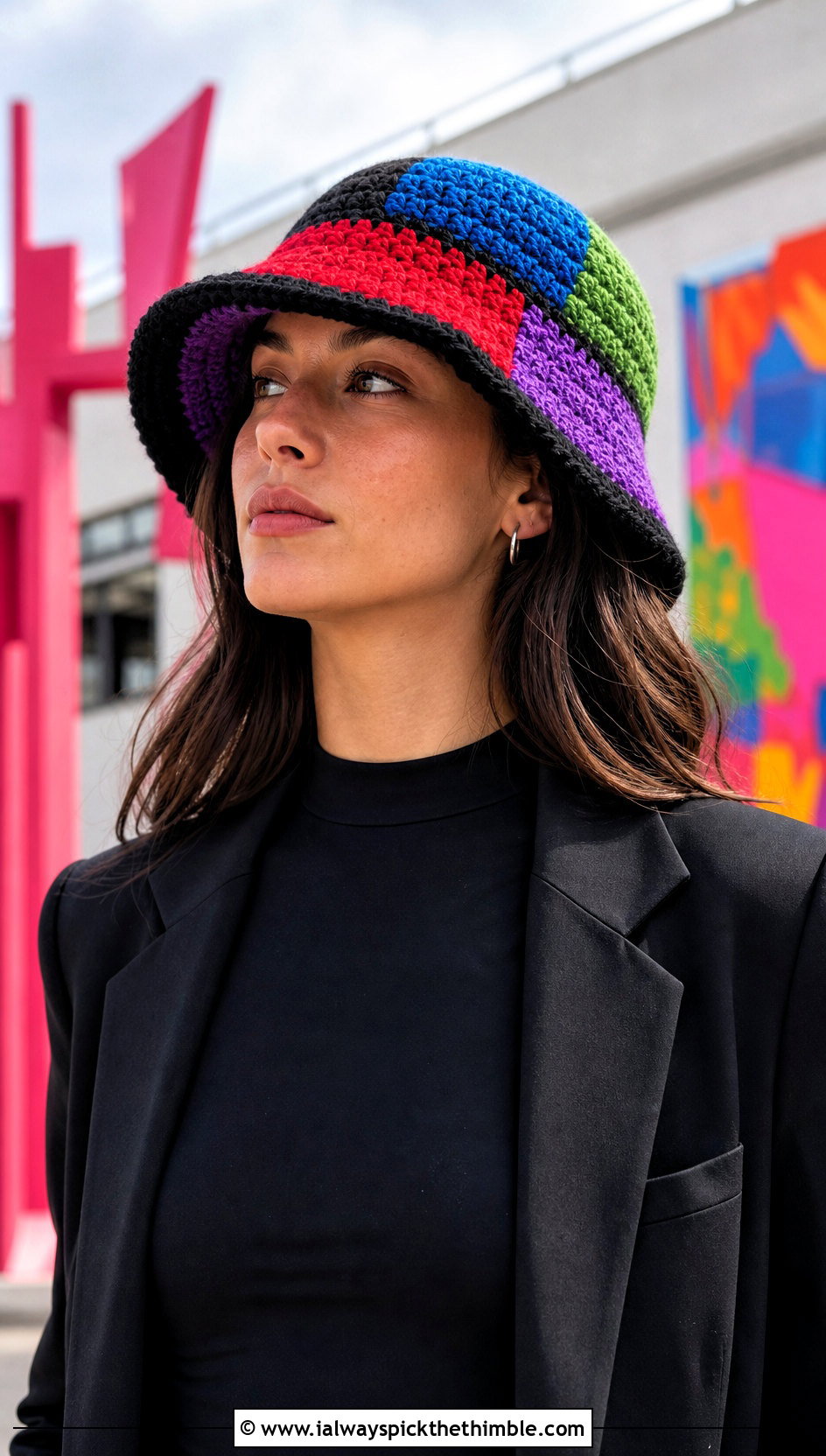 Patchwork Crochet Luffy Hat With Monochrome Outfit - 25 crochet luffy hat outfit ideas