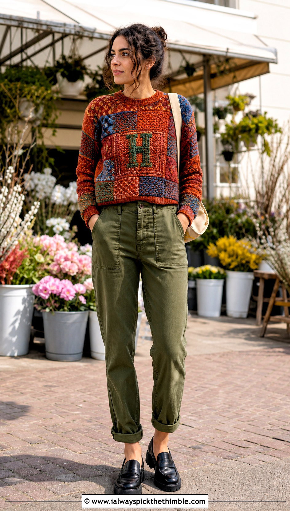 Patchwork Crochet Weasley Sweater Over Utility Jumpsuit - 25 crochet weasley sweater outfit ideas