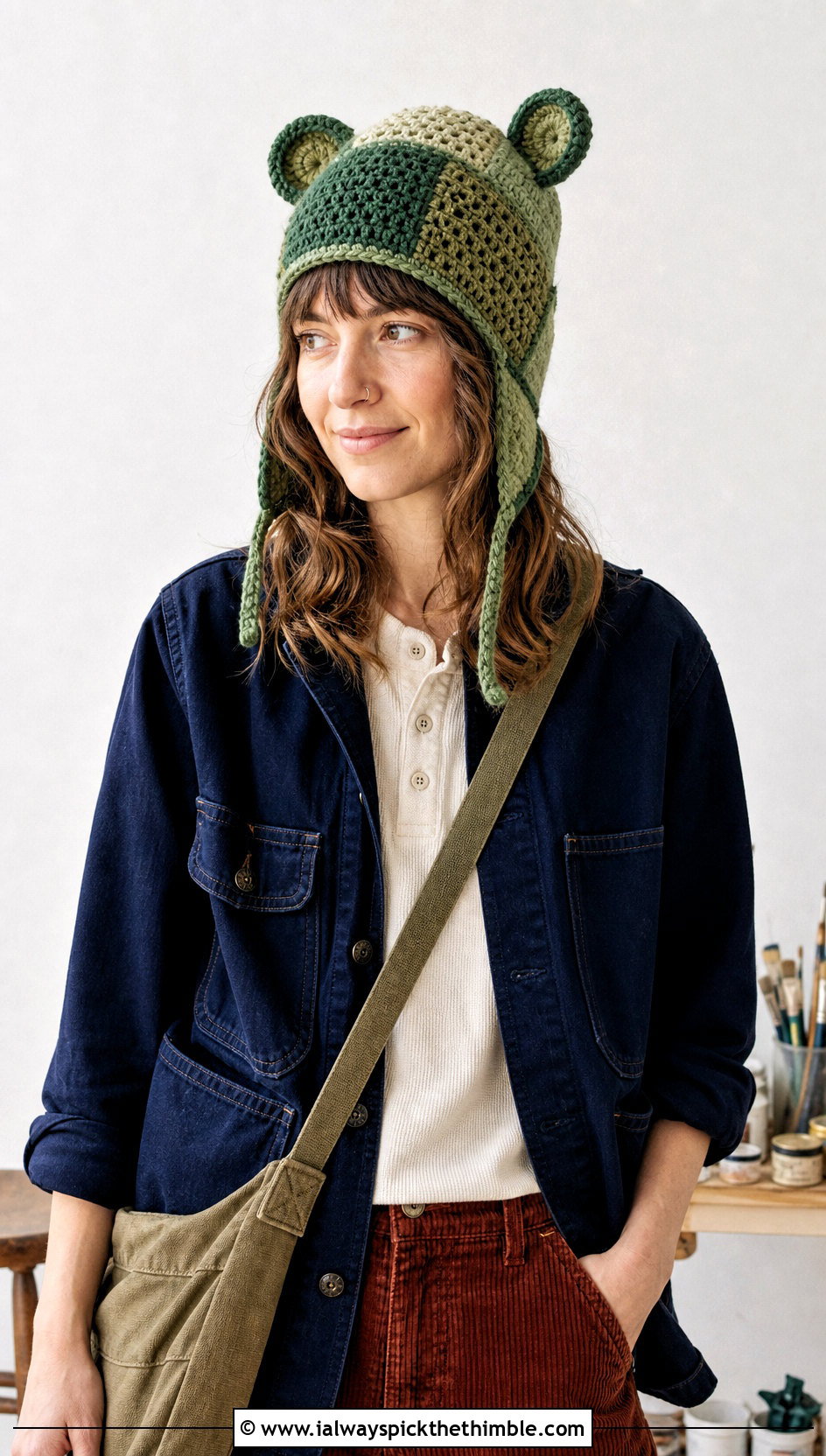 Patchwork Finn Hat With Chore Jacket And Corduroy Pants - 20 crochet adventure time finn hat outfit ideas