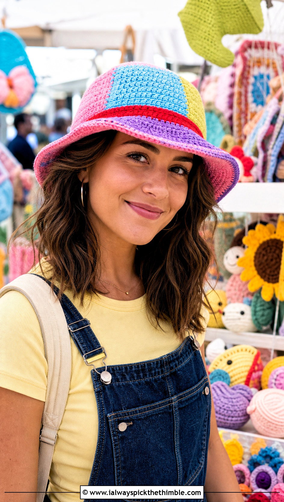Patchwork Luffy Crochet Straw Hat With Overalls And Fitted Tee - 20 luffy crochet straw hat outfit ideas
