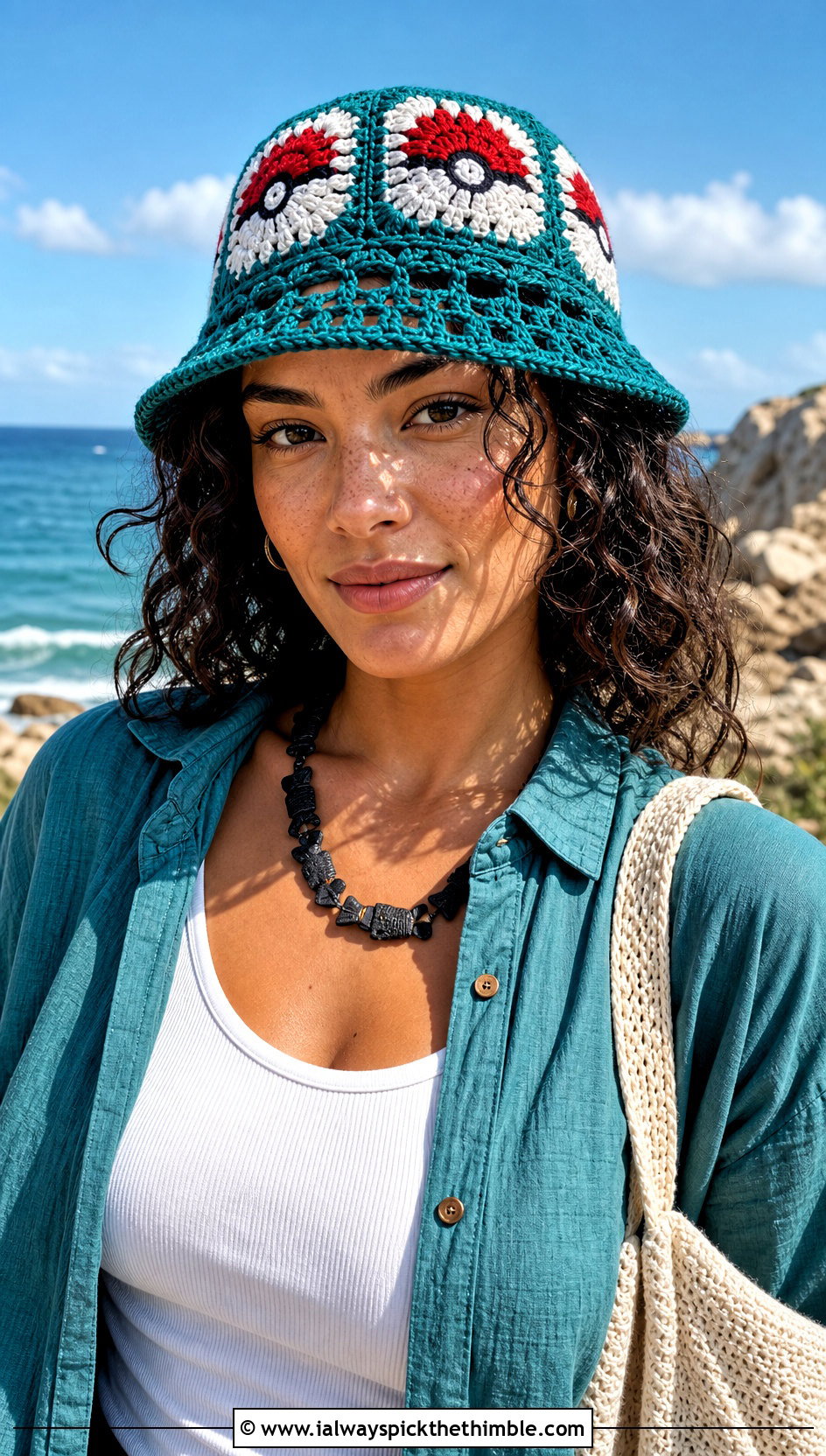 Patchwork Pokeball Crochet Bucket Hat With Linen Set - 20 Pokeball Crochet Hat outfit ideas