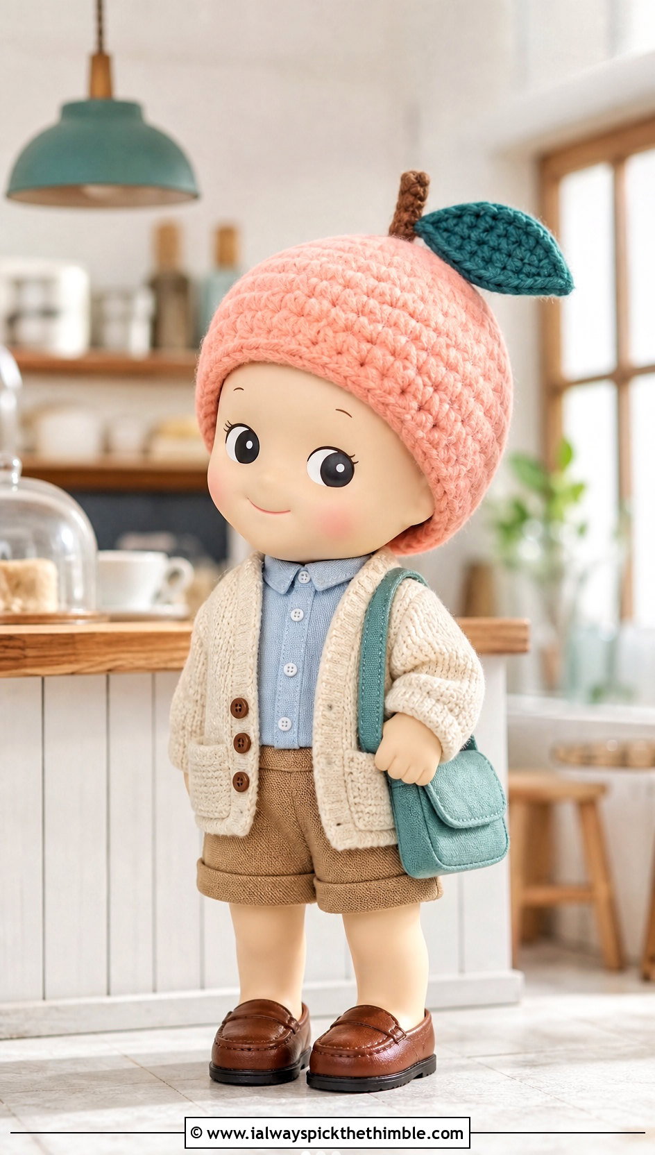 Peach Stem Sonny Angel Crochet Hat With Cardigan Outfit - 20 sonny angel crochet hat outfit ideas