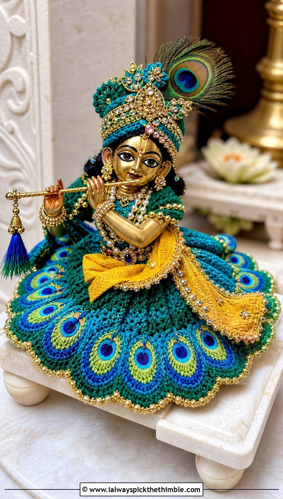 Peacock Feather Crochet Krishna Dress With Mukut - 25 crochet krishna dress outfit ideas