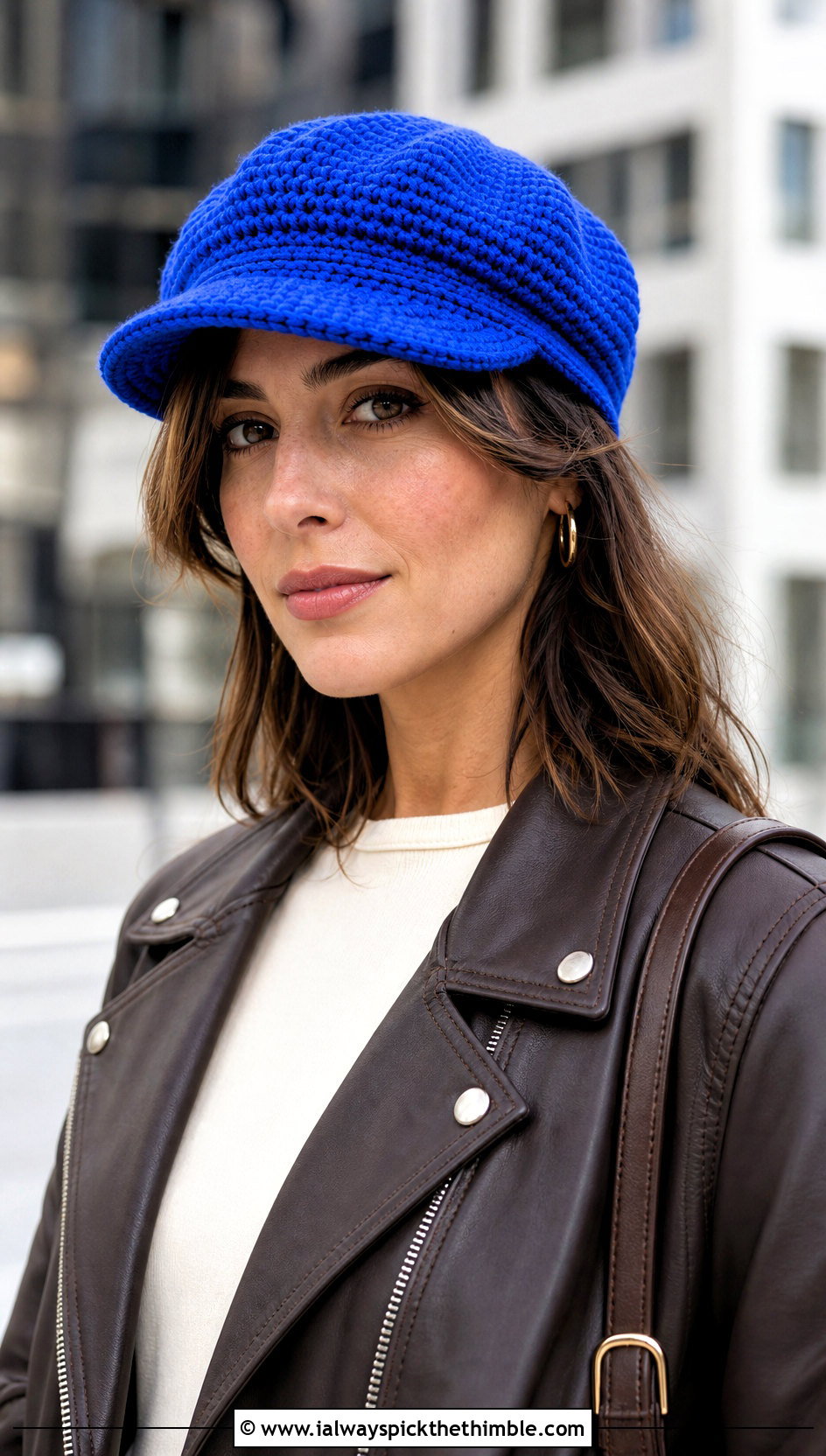 Peaky Crochet Newsboy Hat With Moto Jacket And Tailored Pants - 25 crochet newsboy hat outfit ideas
