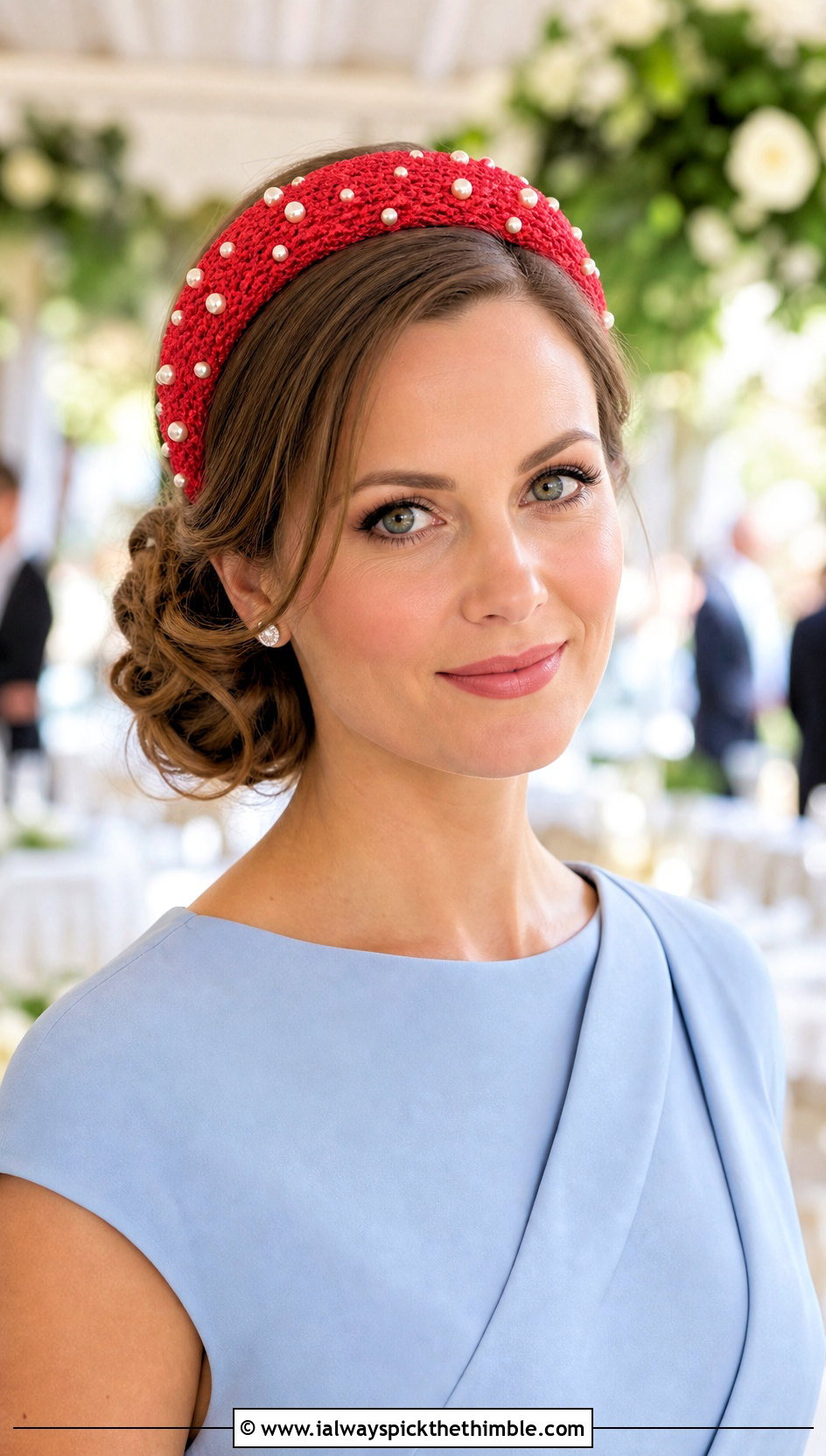 Pearl Crochet Headband With Wedding Guest Dress - 25 crochet hair accessories head bands outfit ideas