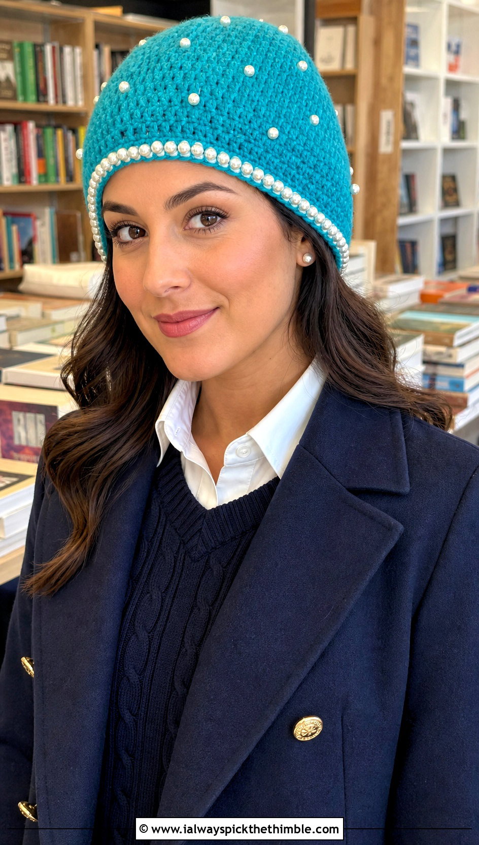 Pearl Trim Elsa Beanie With Preppy Layers - 15 Crochet Elsa Beanie outfit ideas