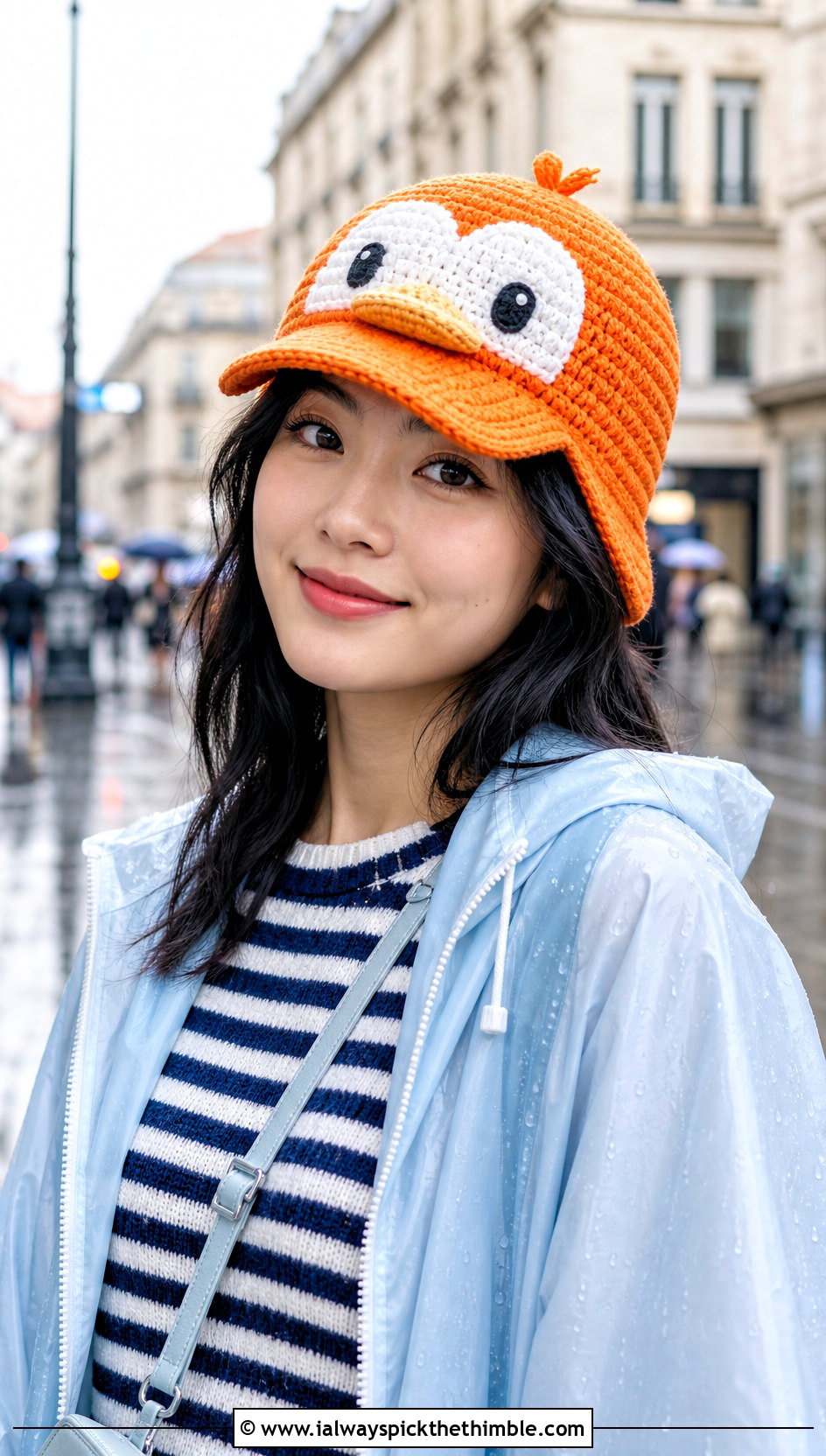 Pekkle Duck Crochet Beanie With Raincoat - 20 sanrio crochet beanie outfit ideas