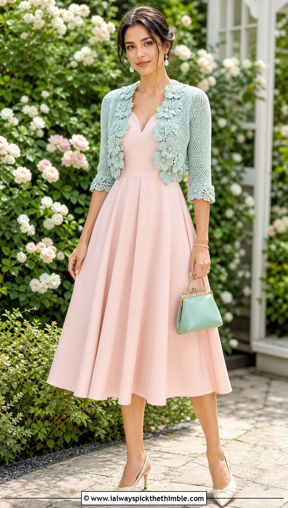 Petal Crochet Bolero With Fit And Flare Dress - 25 fantasy crochet clothes and outfit ideas