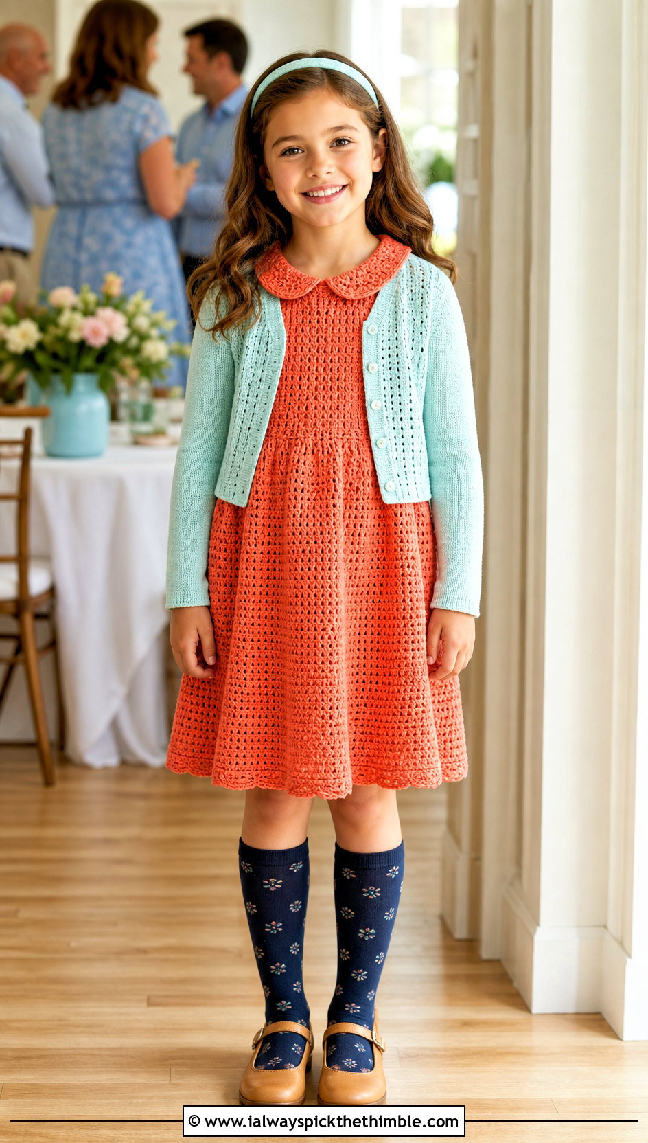 Peter Pan Collar Crochet Dress With Cardigan - 15 Crochet Childs Dress outfit ideas