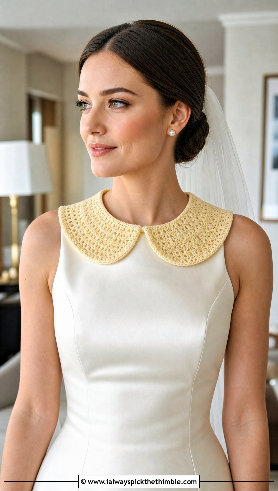 Peter Pan Crochet Collar With Satin A Line Wedding Dress - 15 Crochet Collar For Wedding Dress outfit ideas