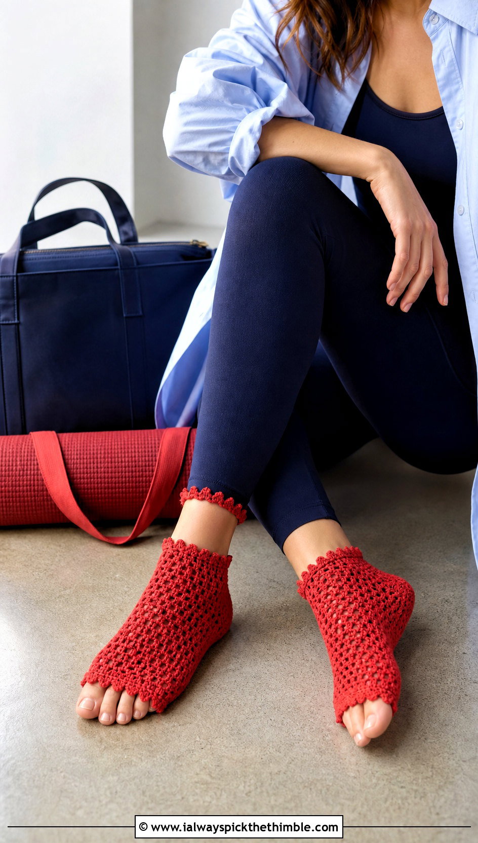 Picot Cuff Crochet Yoga Socks With A Unitard - 25 crochet yoga socks outfit ideas