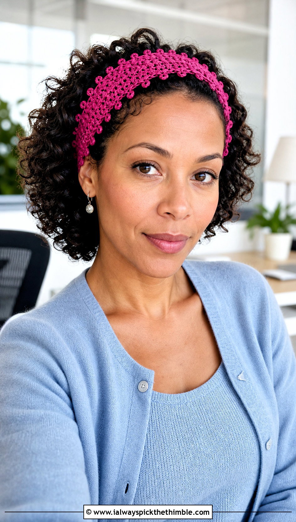 Picot Edge Crochet Headband With Cardigan Set - 25 crochet hair accessories head bands outfit ideas
