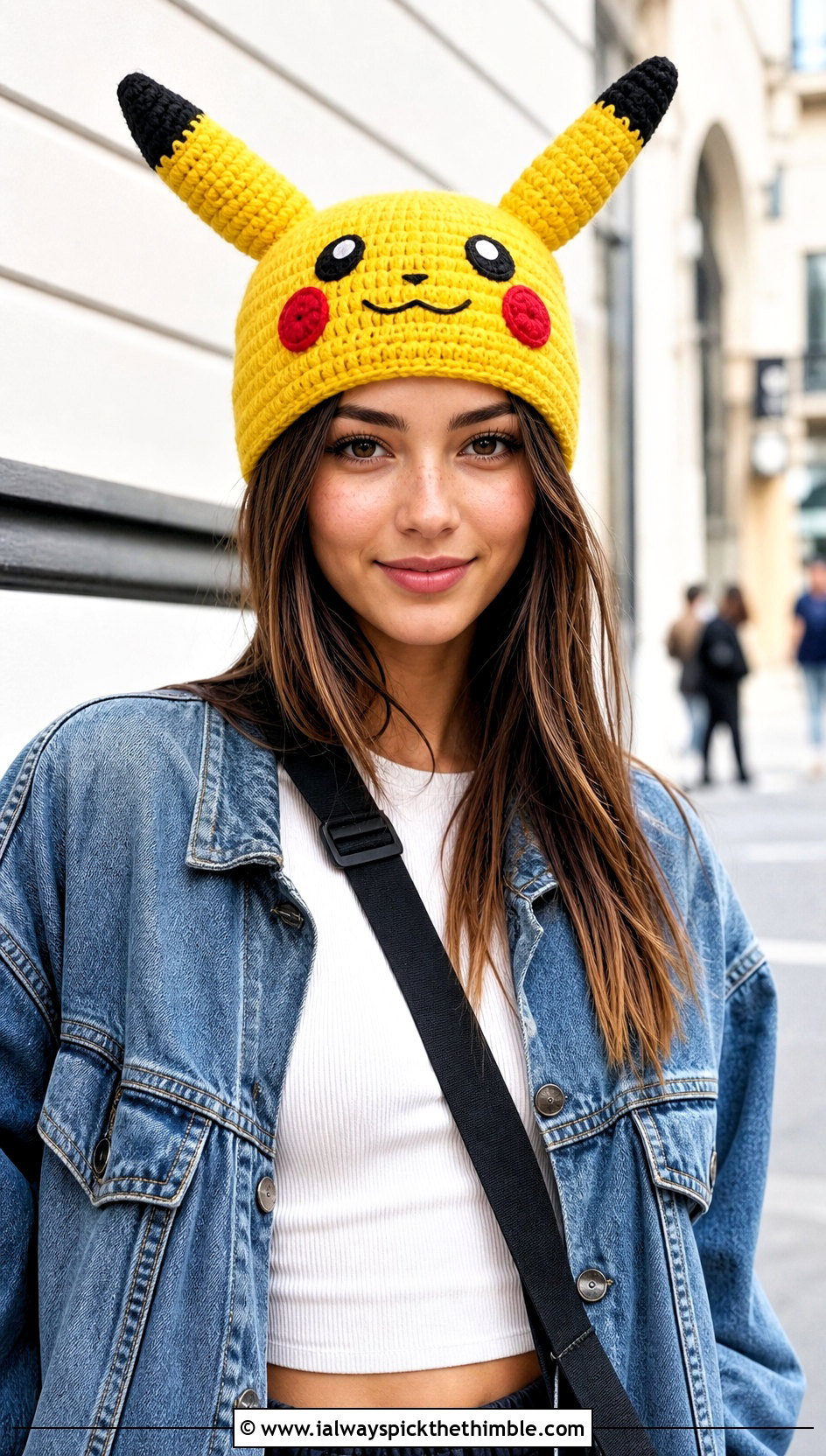 Pikachu Ear Beanie With Denim Jacket - 20 crochet pokemon beanie outfit ideas