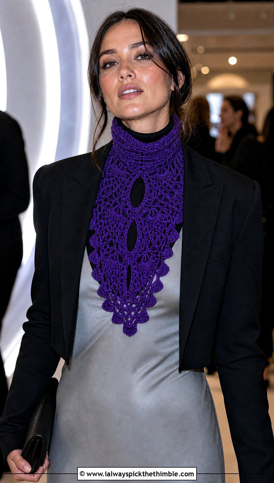 Pineapple Keyhole Crochet Scarf With Slip Dress - 15 Key Hole Crochet Scarf outfit ideas