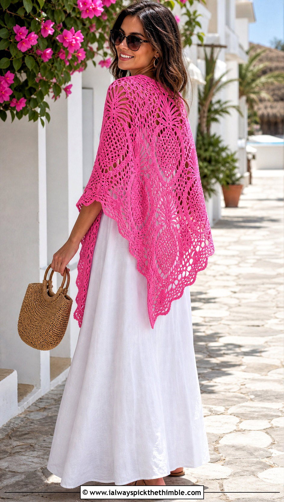 Pineapple Lace Crochet Shawl With Maxi Dress - 20 Crochet For Shawl outfit ideas