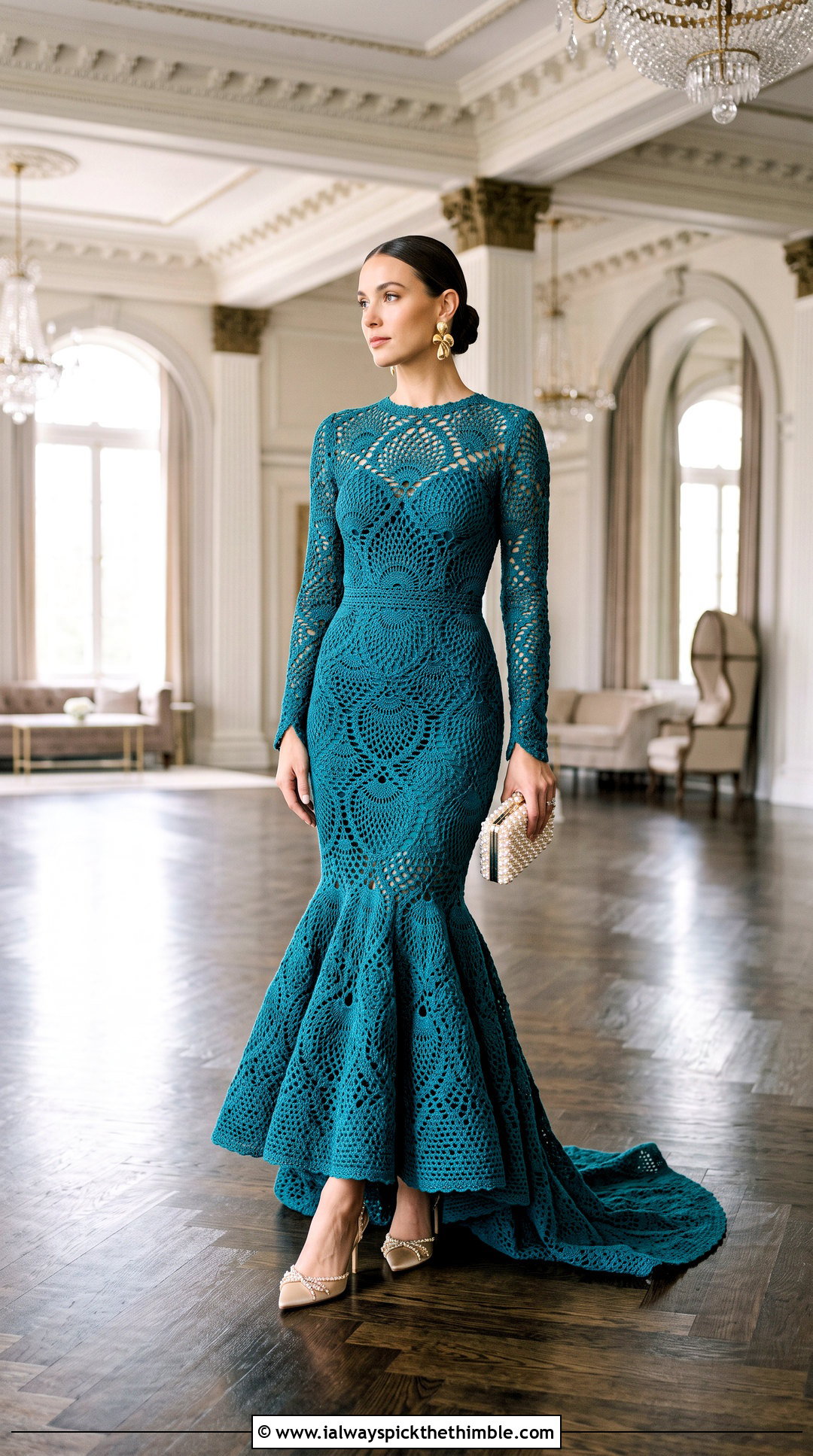 Pineapple Lace Mermaid Crochet Bridal Gown - 15 Handmade Crochet Bridal Gown outfit ideas