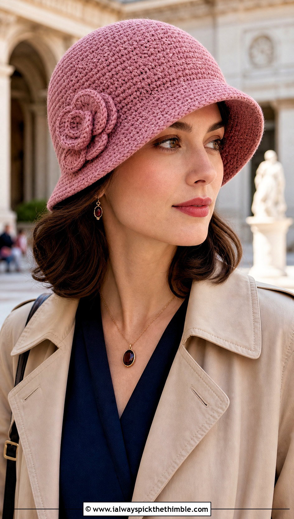 Pink Crochet Cloche Hat With Midi Dress - 25 pink crochet hat outfit ideas