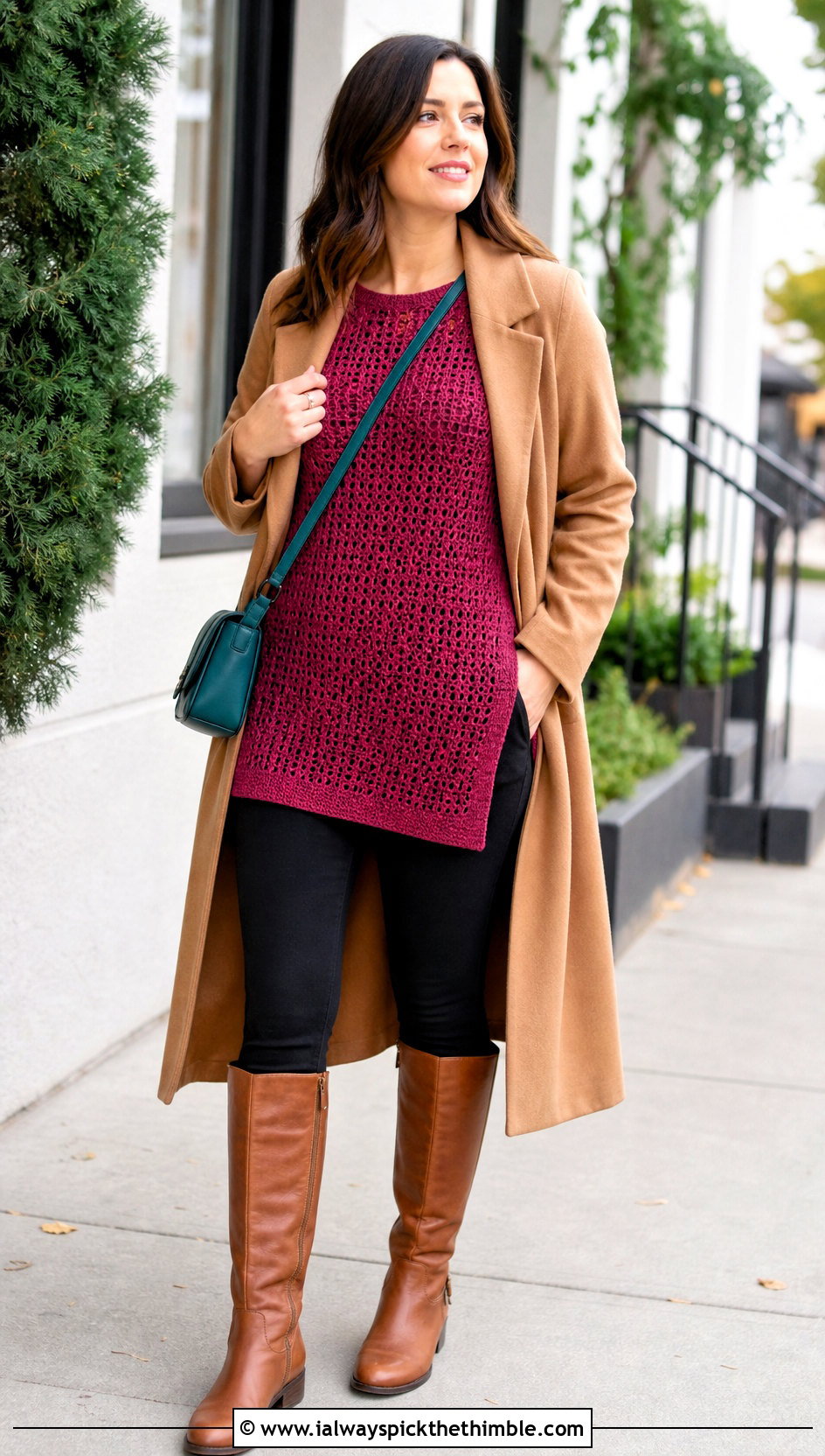 Pink Crochet Tunic Top With Leggings - 25 pink crochet top outfit ideas