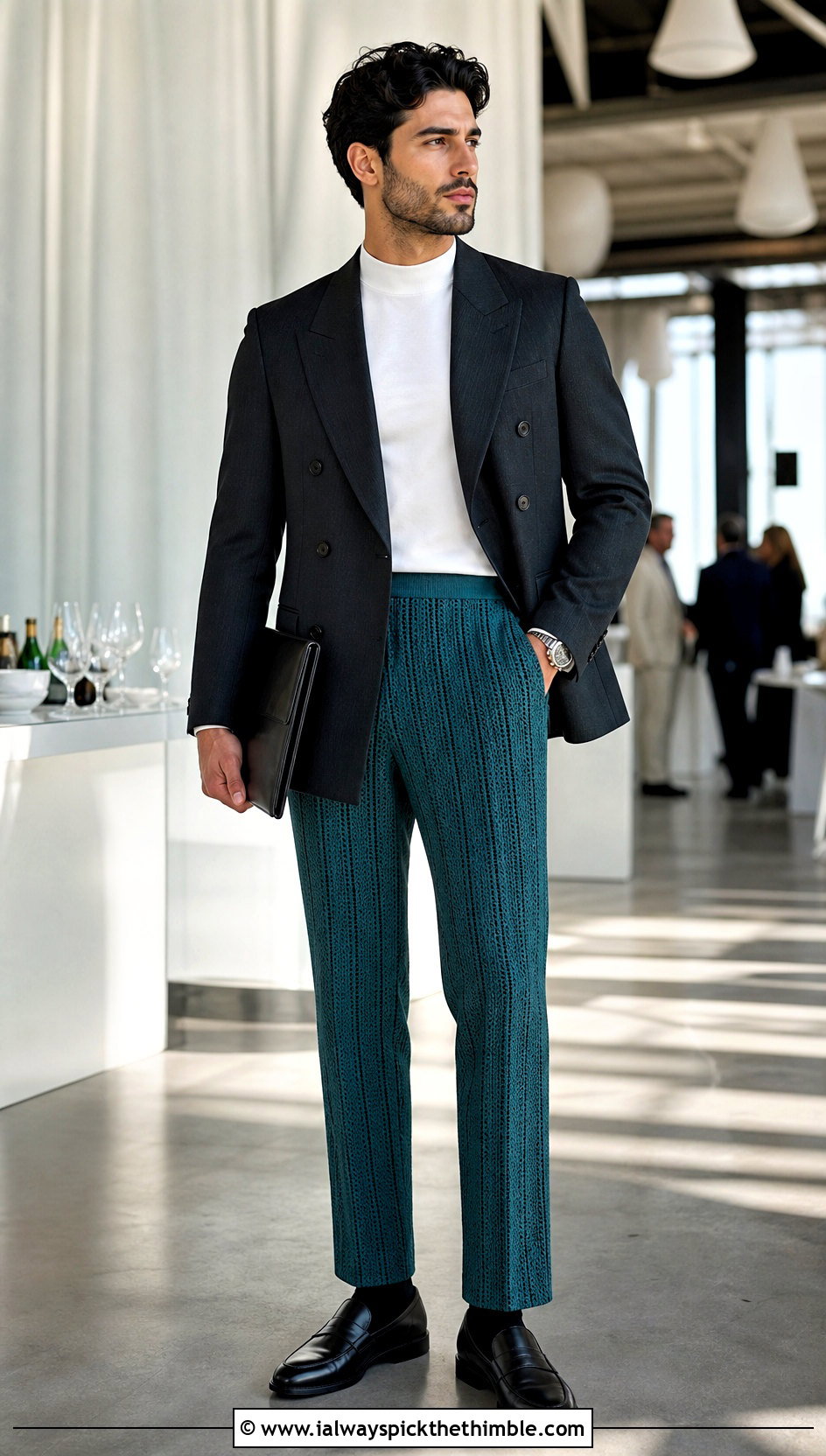 Pinstripe Crochet Trousers With Double Breasted Blazer - 20 mens crochet pants outfit ideas