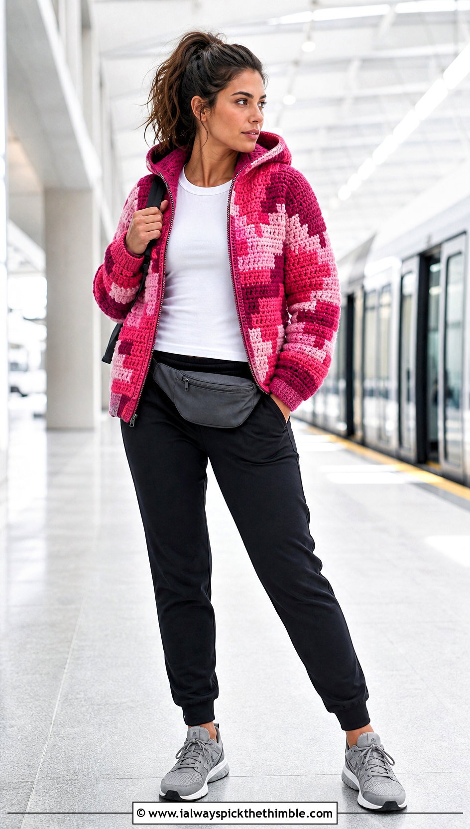 Pixel Tapestry Crochet Hoodie With Track Pants - 20 crochet tapestry clothes and outfit ideas