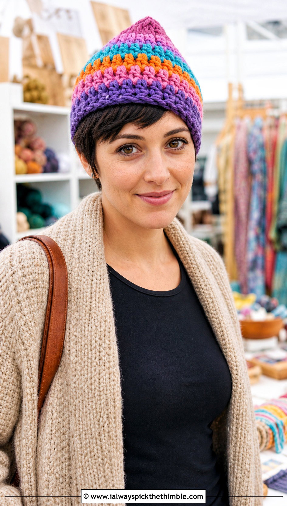Pixie Chunky Crochet Hat With Long Cardigan - 20 Chunky Yarn Crochet Hats outfit ideas