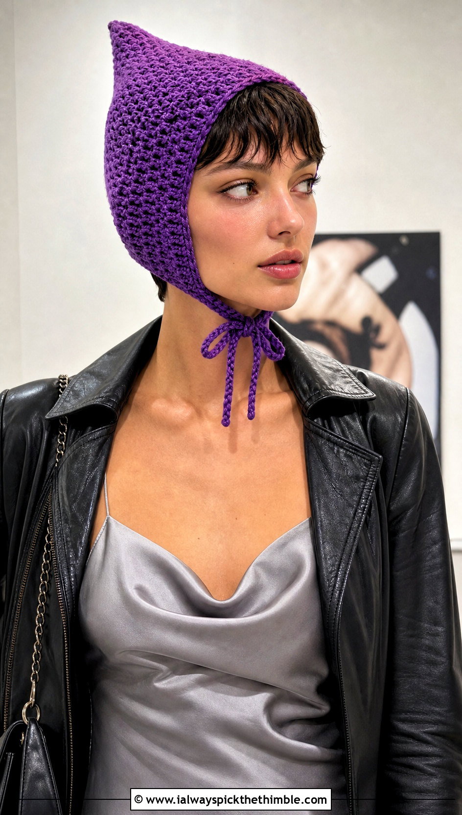 Pixie Crochet Bonnet With Slip Dress - 20 Easy Crochet Bonnet outfit ideas