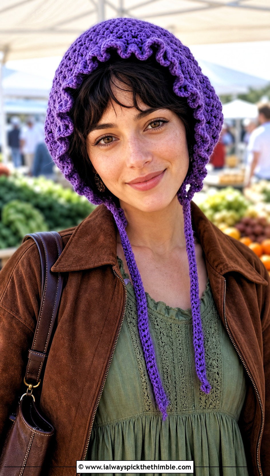 Pixie Point Crochet Hair Bonnet With Prairie Dress - 20 Crochet Hair Bonnet outfit ideas