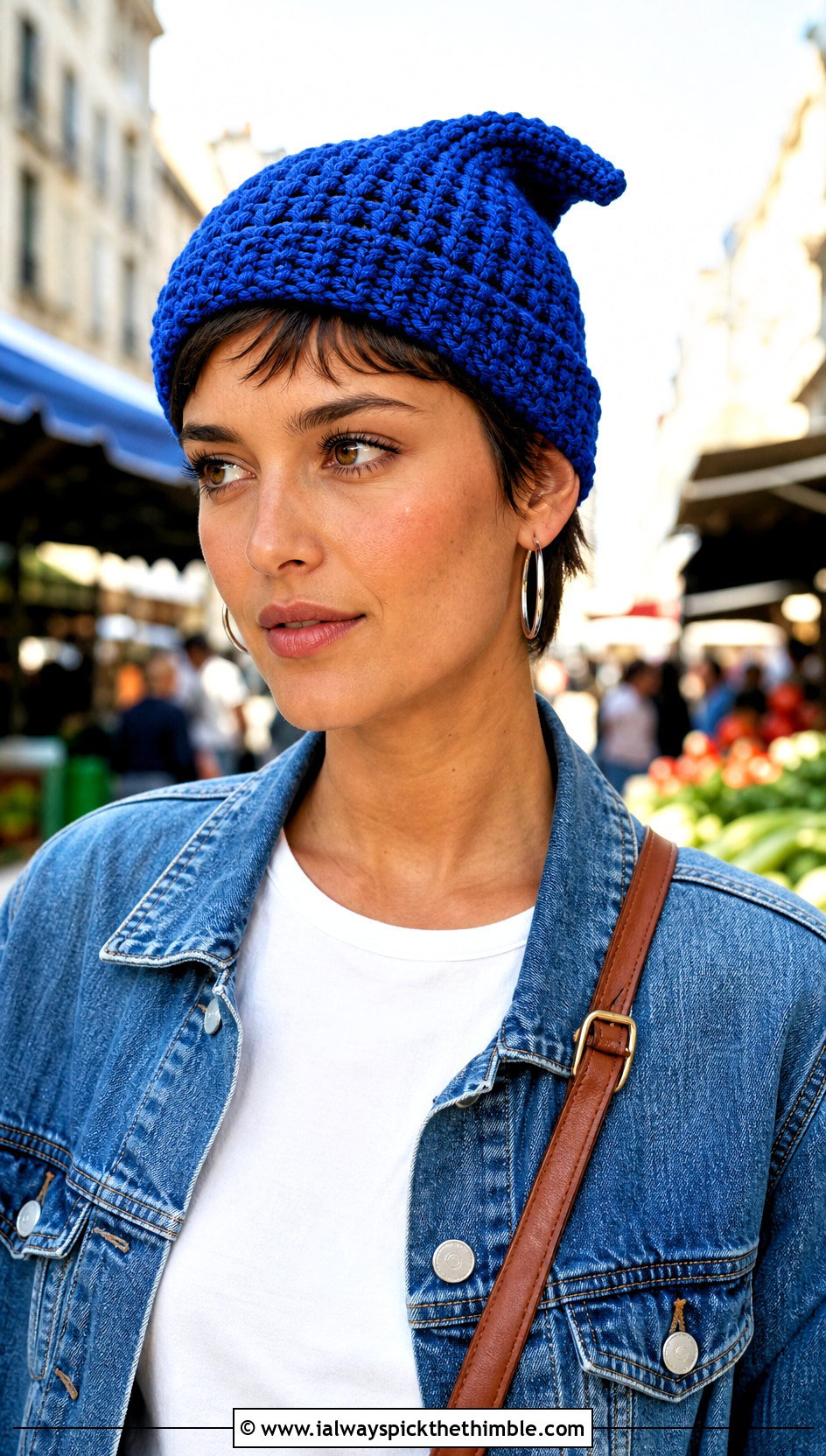 Pixie Point Crochet Hat With Denim Jacket And Jeans - 20 Pointed Crochet Hat outfit ideas