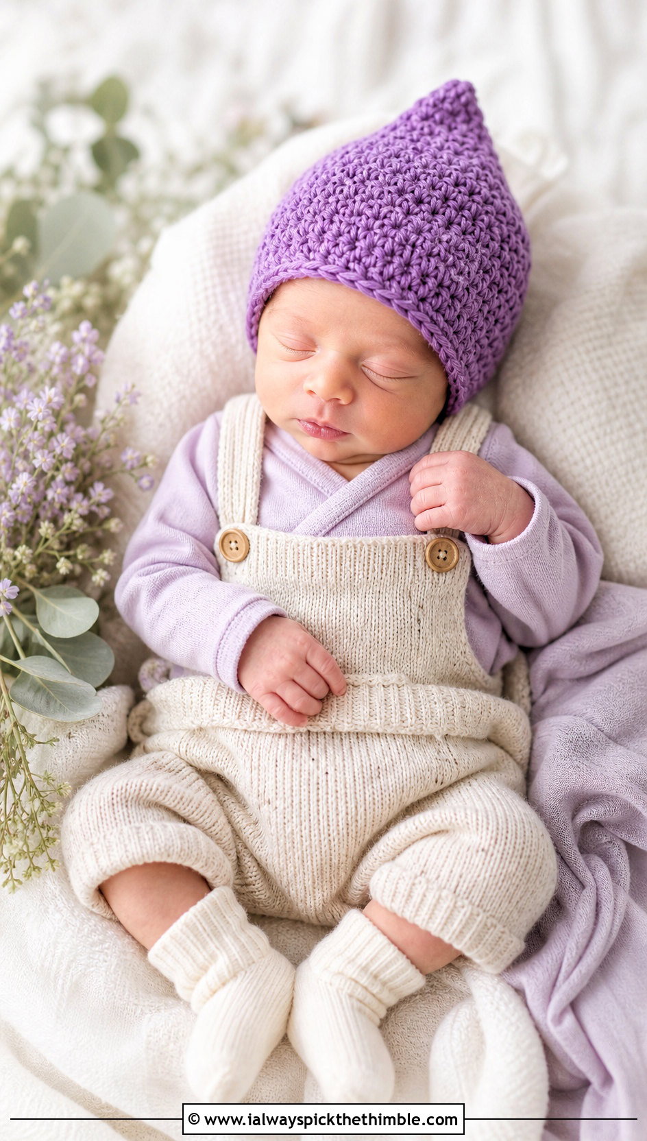Pixie Preemie Crochet Hat With Knit Overalls - 20 premie crochet hat outfit ideas