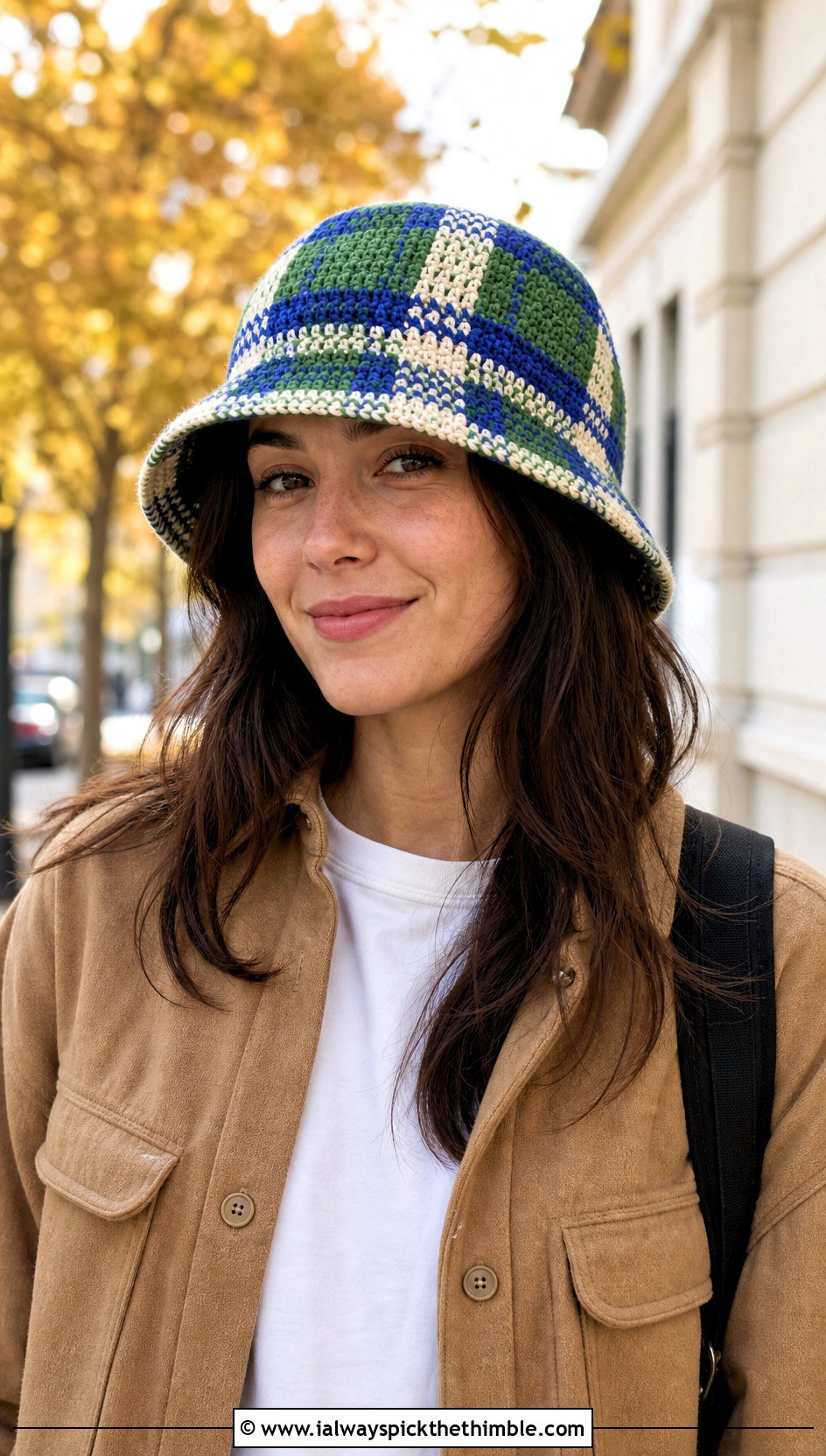 Plaid Crochet Bucket Hat With Shacket And Leggings - 20 Easy Crochet Bucket Hats outfit ideas