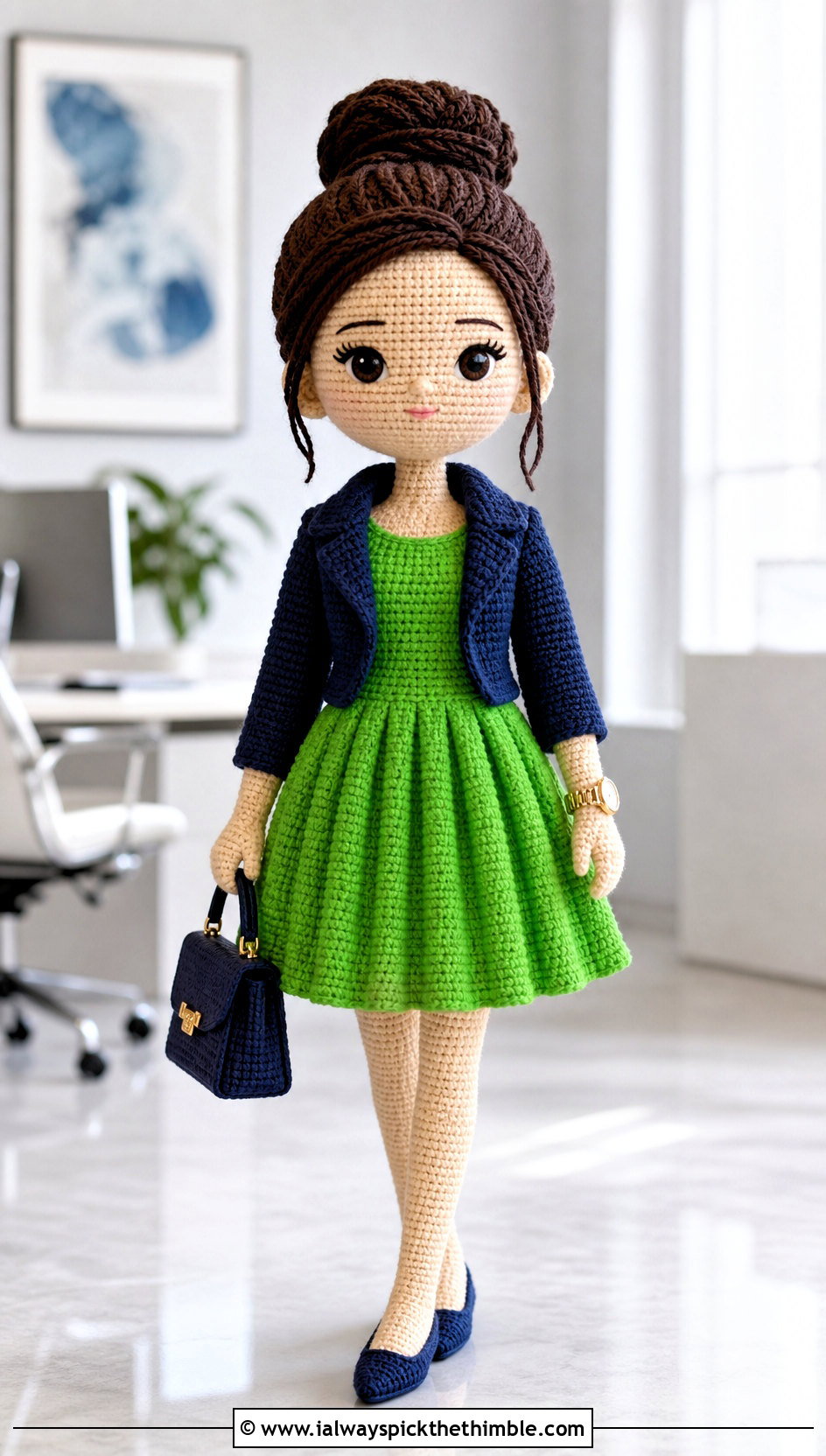 Pleated Crochet Doll Dress With Cropped Blazer - 20 amigurumi crochet doll dress outfit ideas
