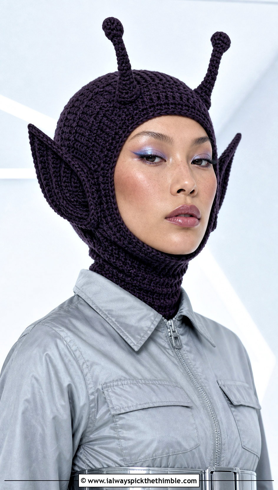 Plum Noir Crochet Alien Balaclava And Jumpsuit Costume - 15 crochet halloween costumes women outfit ideas