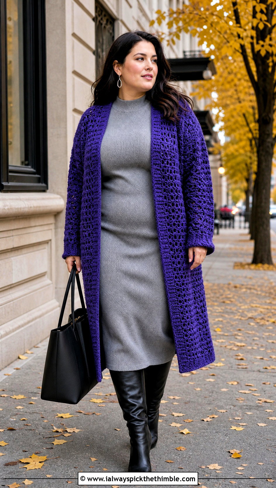Plus Size Crochet Coatigan With Sweater Dress - 20 crochet plus size cardigan outfit ideas