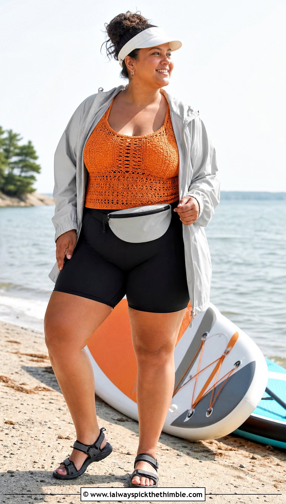 Plus Size Crochet Tankini With Swim Bike Shorts - 20 plus size crochet swimwear outfit ideas