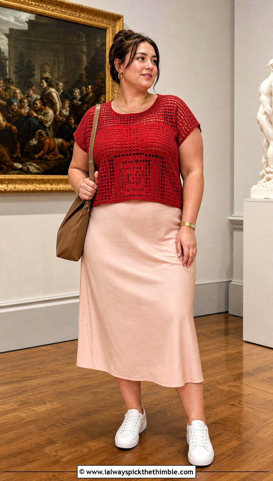 Plus Size Filet Crochet Tee With Slip Skirt - 20 Crochet Tops Plus Size outfit ideas