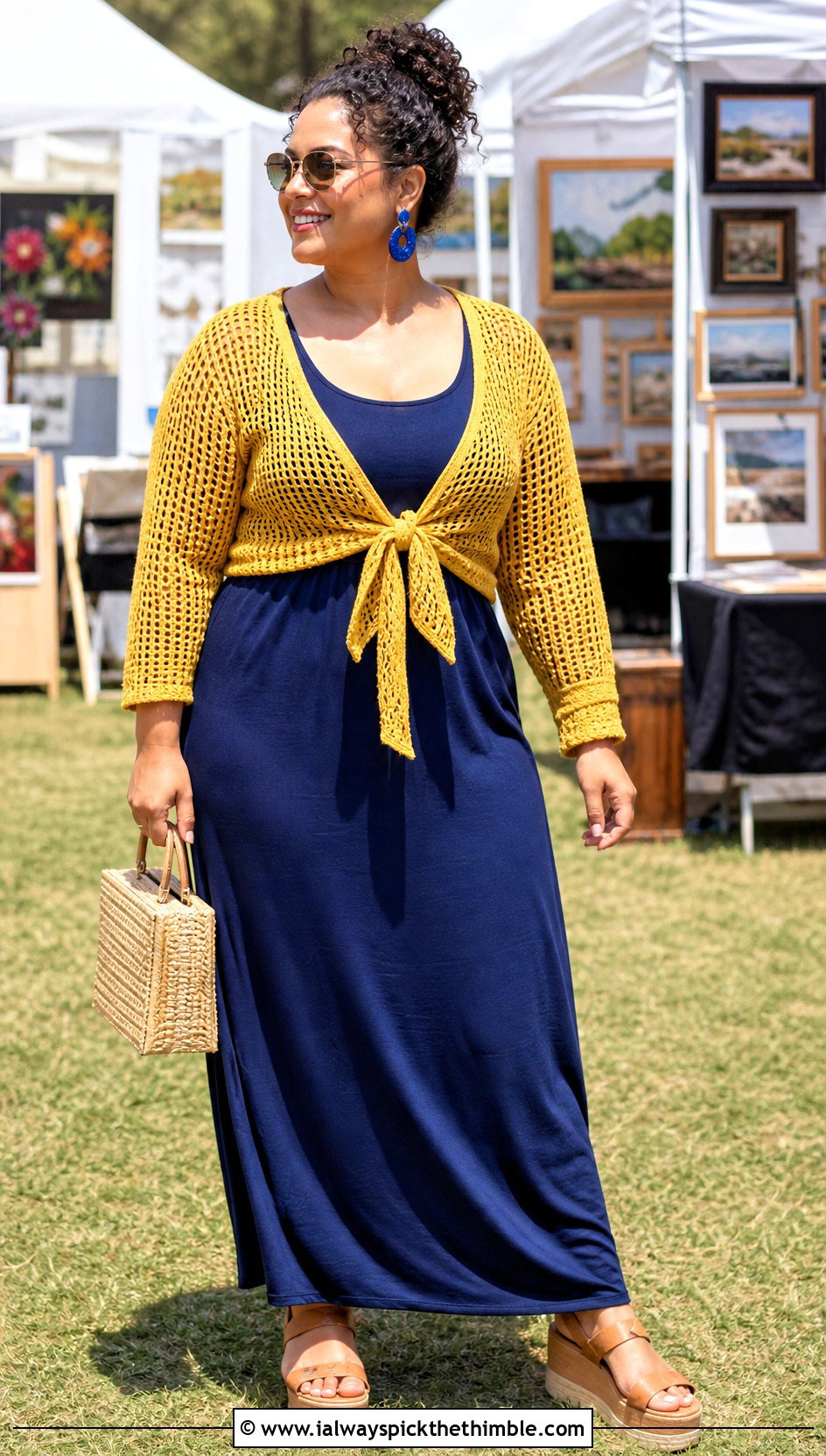 Plus Size Tie Front Crochet Top With Maxi Dress - 25 plus size crochet top outfit ideas