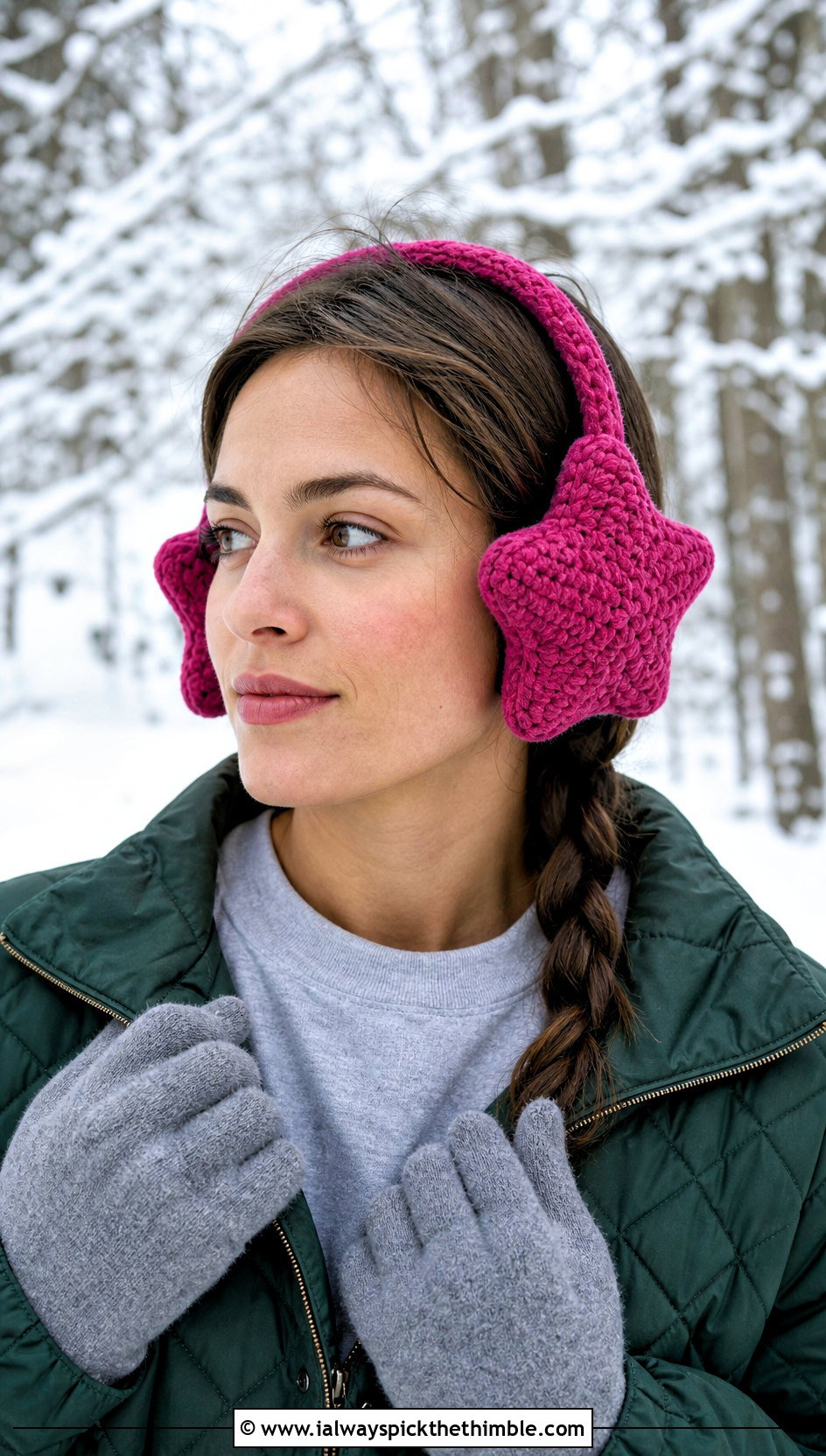 Plush Star Earmuff Headband With Quilted Jacket - 20 crochet star headband outfit ideas