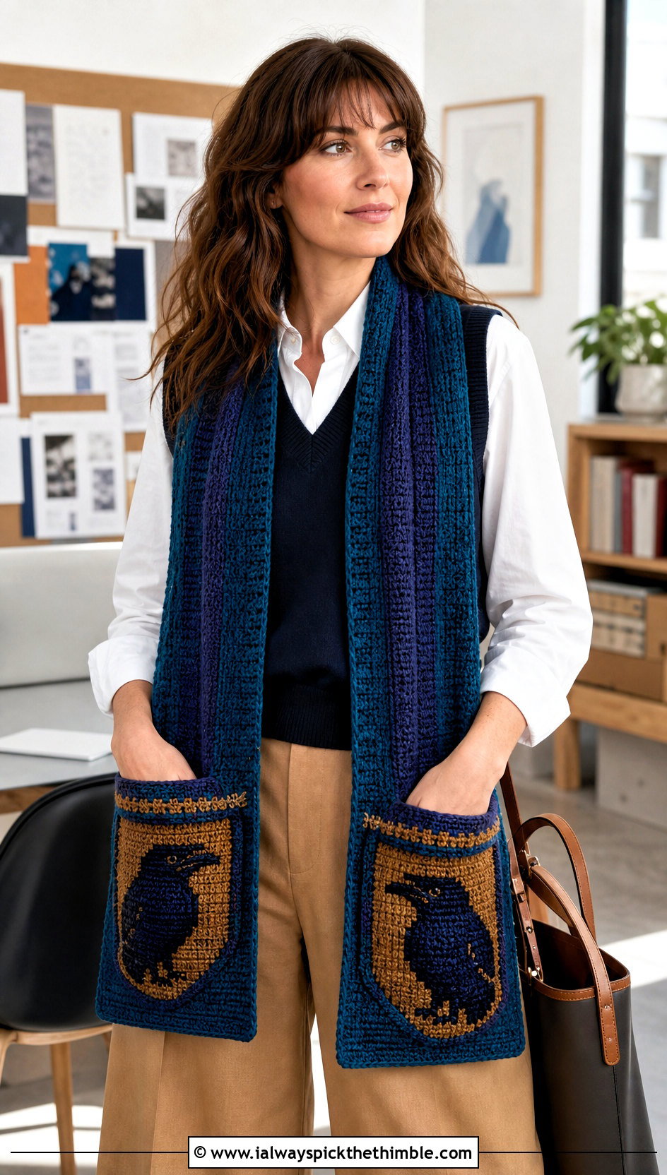 Pocket Crochet Ravenclaw Scarf With Sweater Vest - 25 crochet ravenclaw scarf outfit ideas