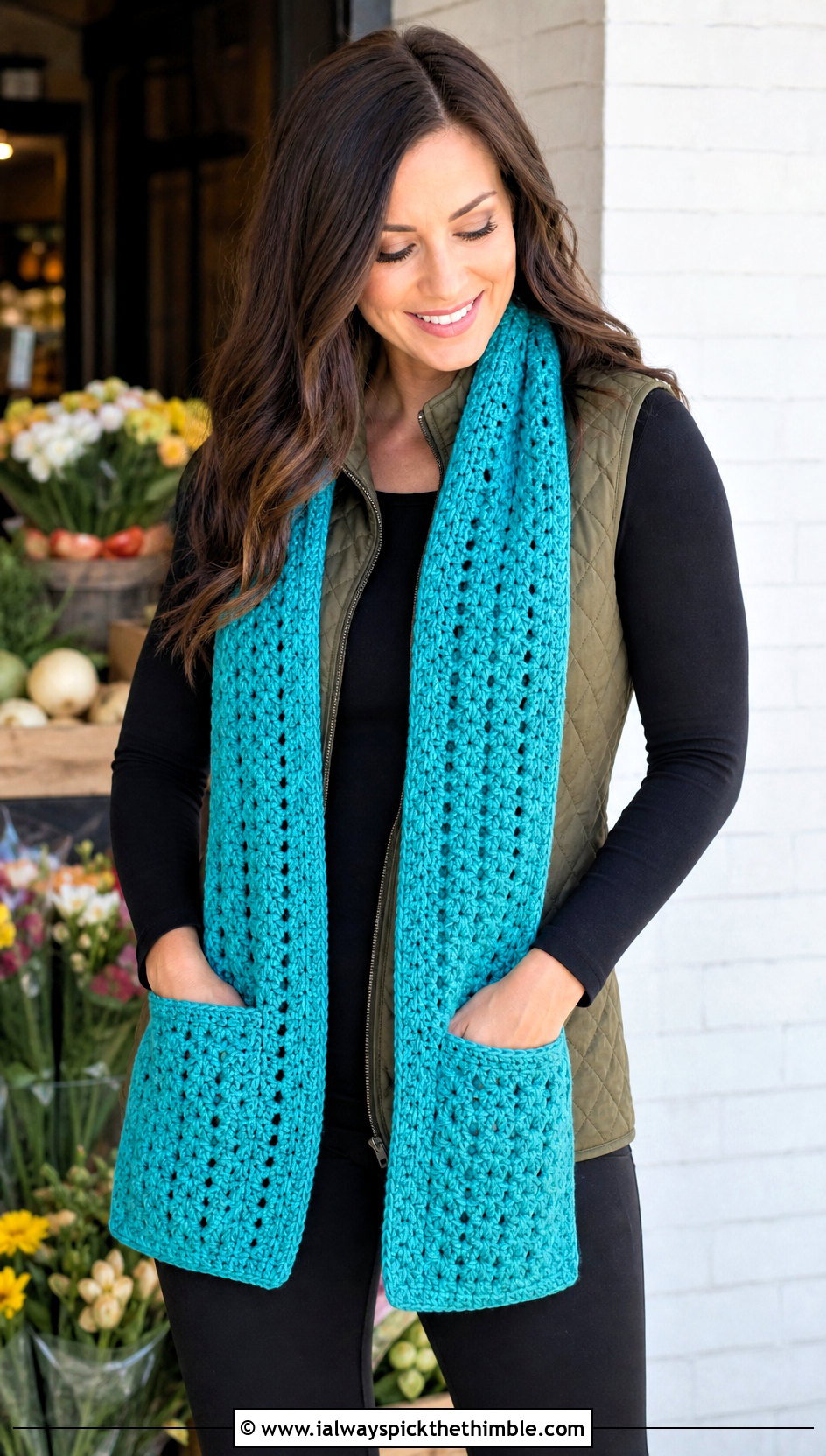 Pocket Crochet Scarf With Leggings And Boots - 25 crocheted scarf outfit ideas
