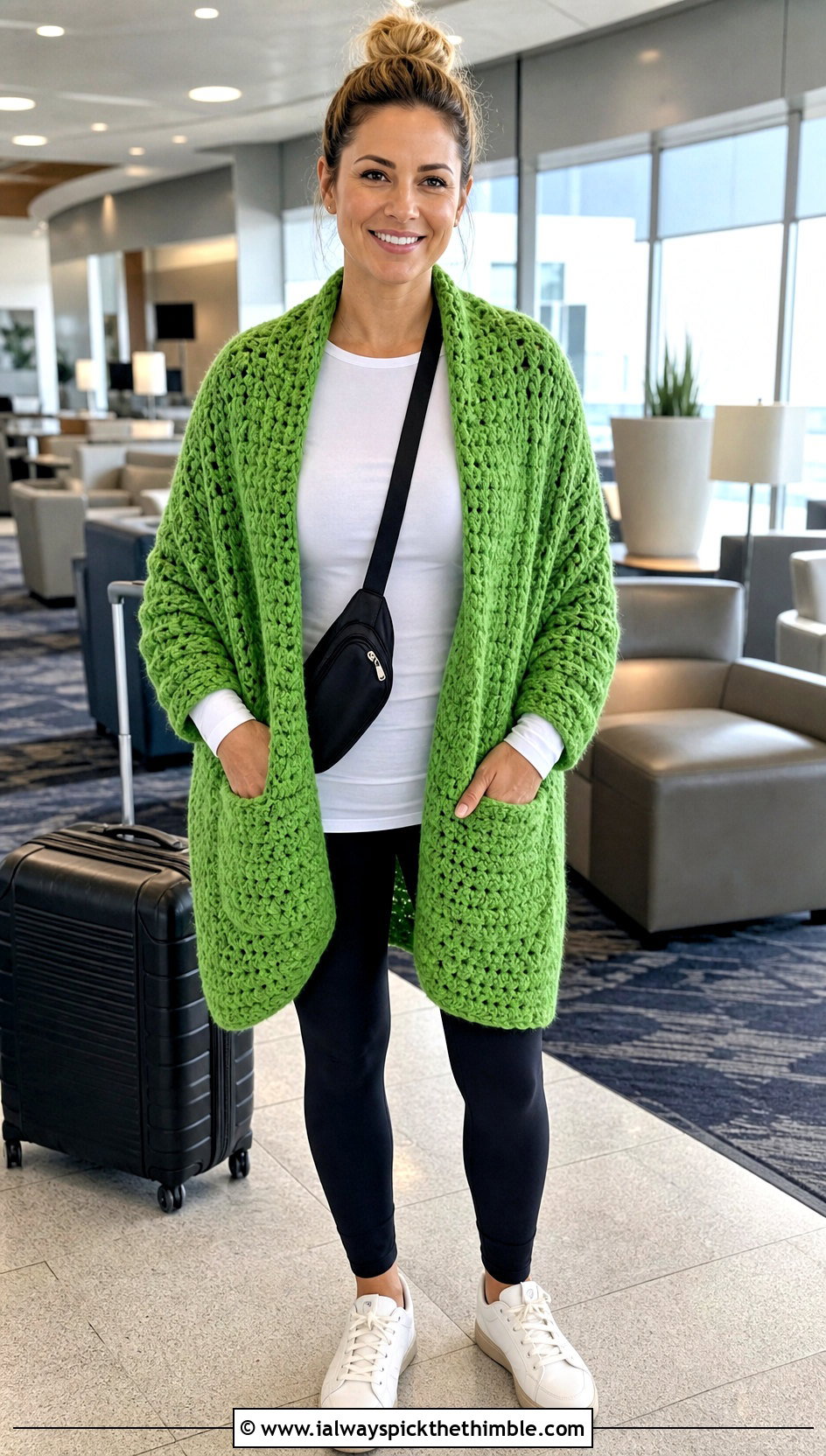Pocket Crochet Shawl With Leggings - 20 crochet for shawls outfit ideas