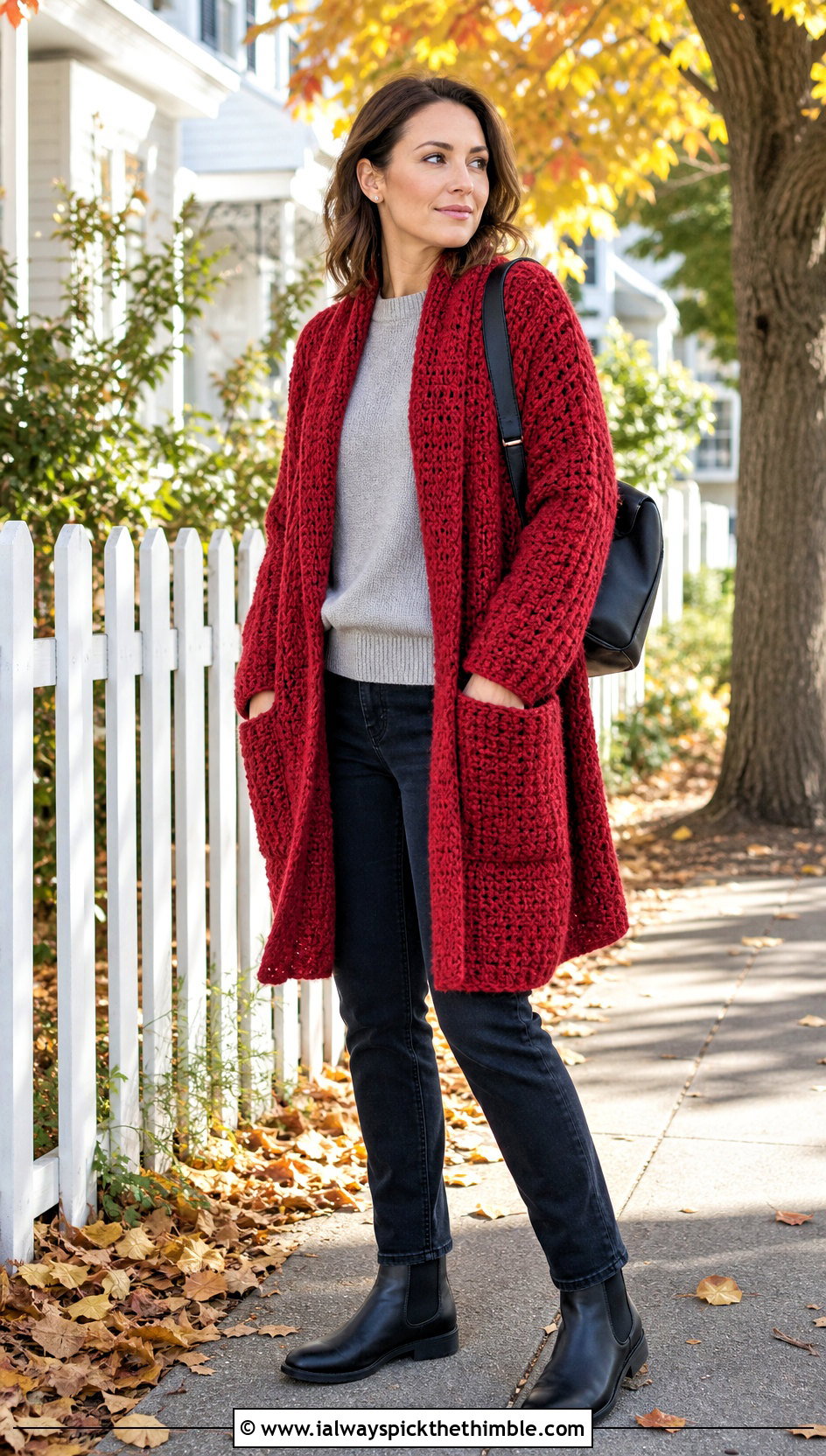 Pocket Crochet Wrap With Sweater And Jeans - 20 crochet shawl wraps outfit ideas