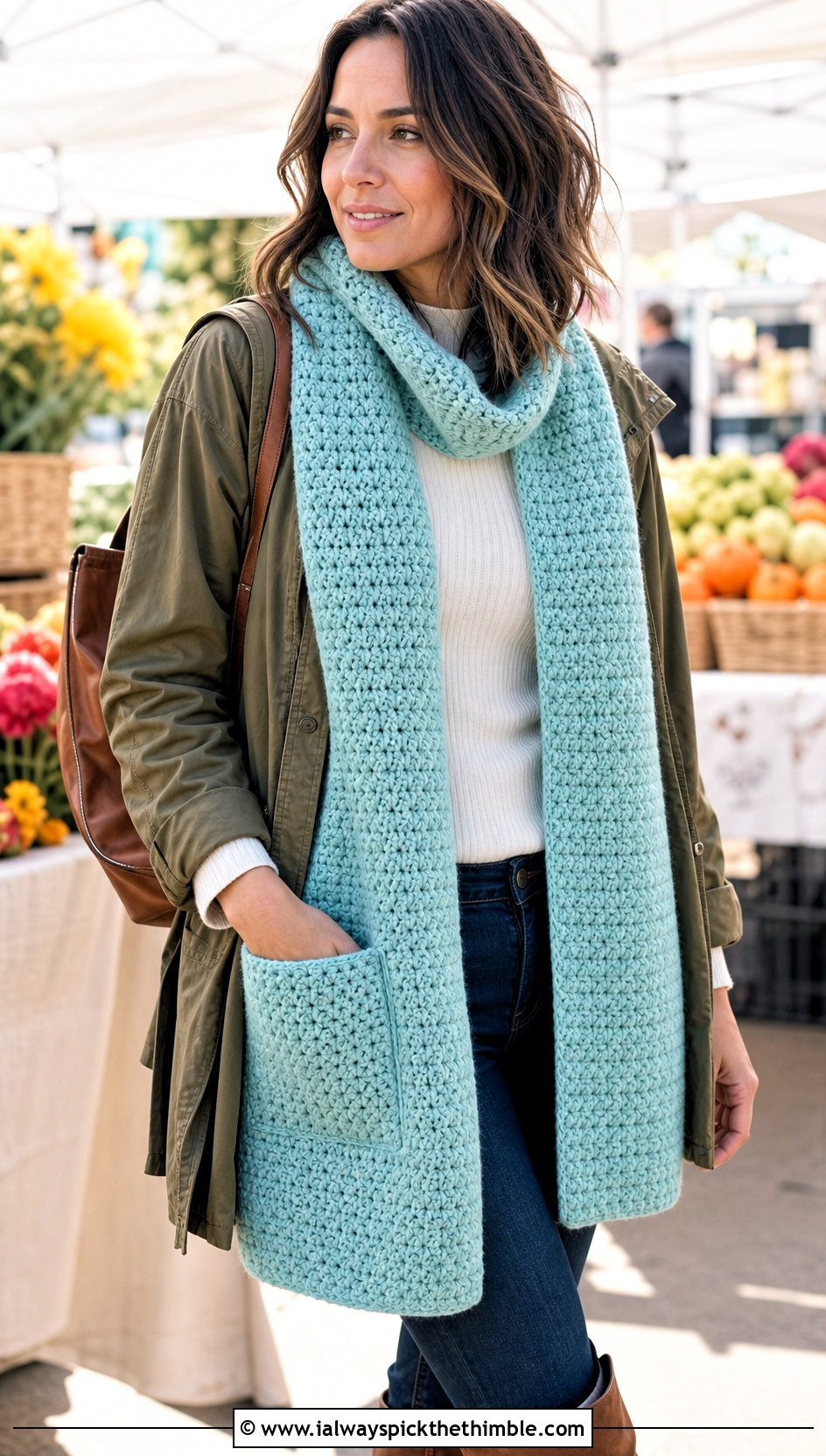 Pocket Hdc Crochet Scarf With Utility Jacket - 20 Hdc Crochet Scarf outfit ideas
