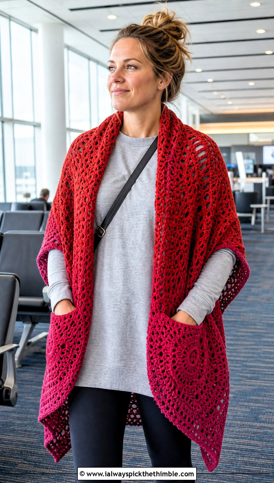 Pocket Mandala Yarn Crochet Shawl With Leggings - 20 Mandala Yarn Crochet Shawl outfit ideas