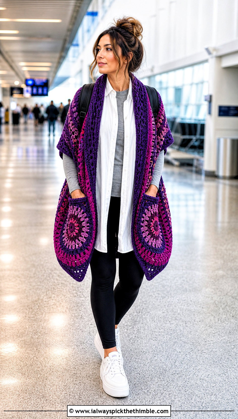 Pocket Mandala Yarn Crochet Shawl With Leggings - 15 Crochet Shawl Mandala Yarn outfit ideas