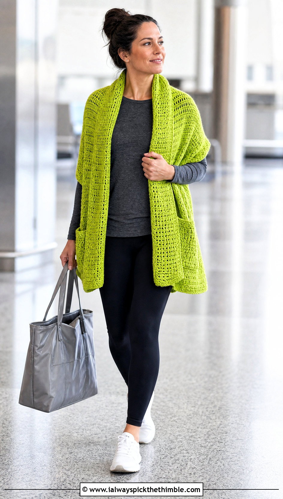 Pocket Rectangle Crochet Shawl With Leggings - 20 Easy Rectangle Crochet Shawl outfit ideas