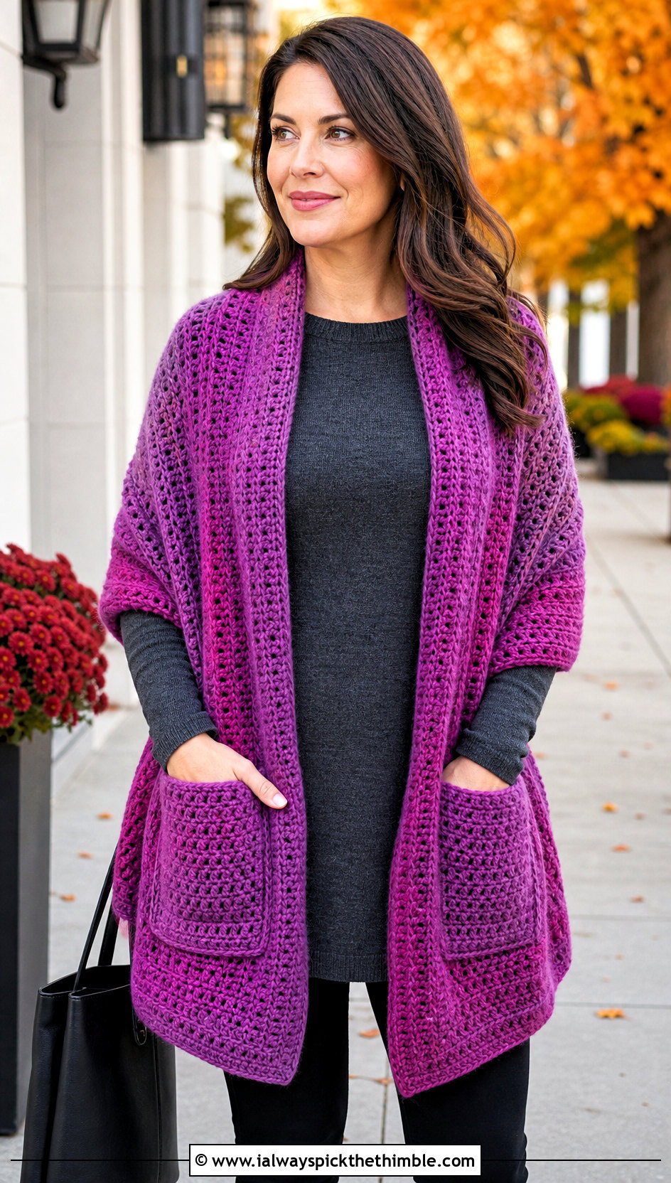 Pocket Shawl In A Cake With Leggings And Boots - 20 Crochet Shawl In A Cake outfit ideas