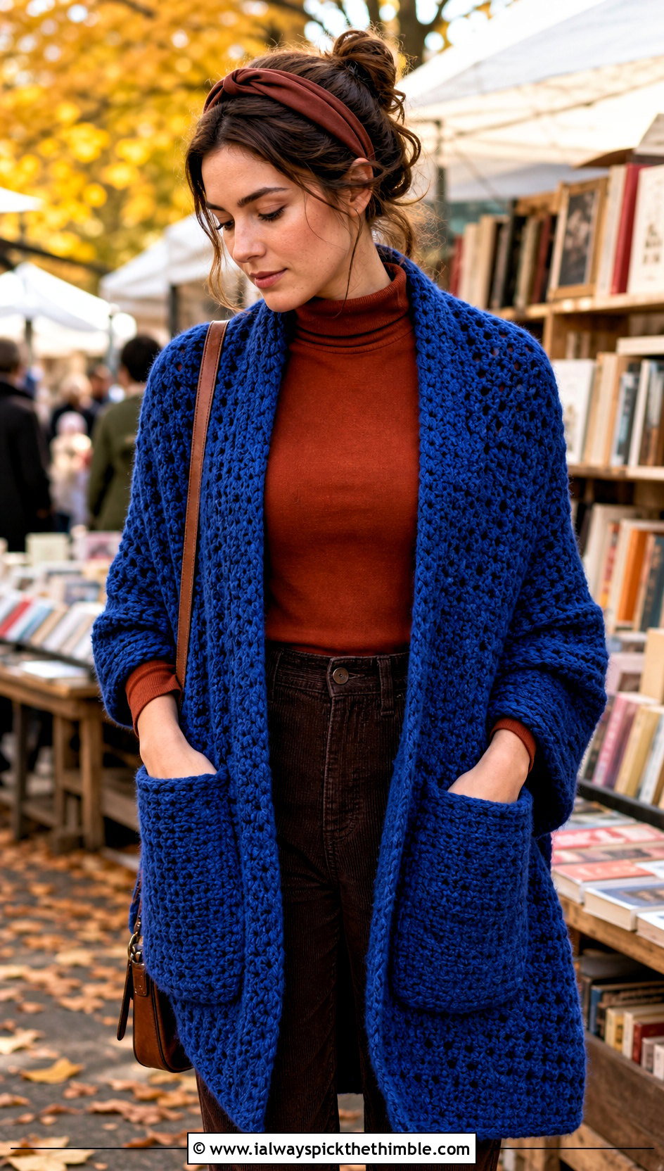 Pocket Witch Crochet Shawl With Corduroy Pants - 15 Witch Crochet Shawl outfit ideas