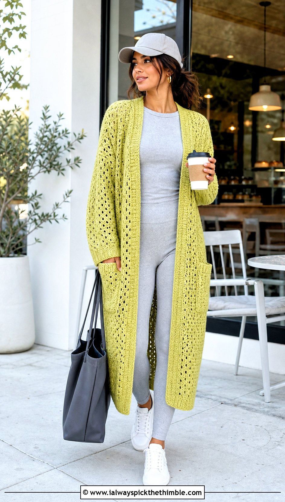 Pocketed Crochet Duster Cardigan With Leggings - 25 crochet duster cardigan outfit ideas