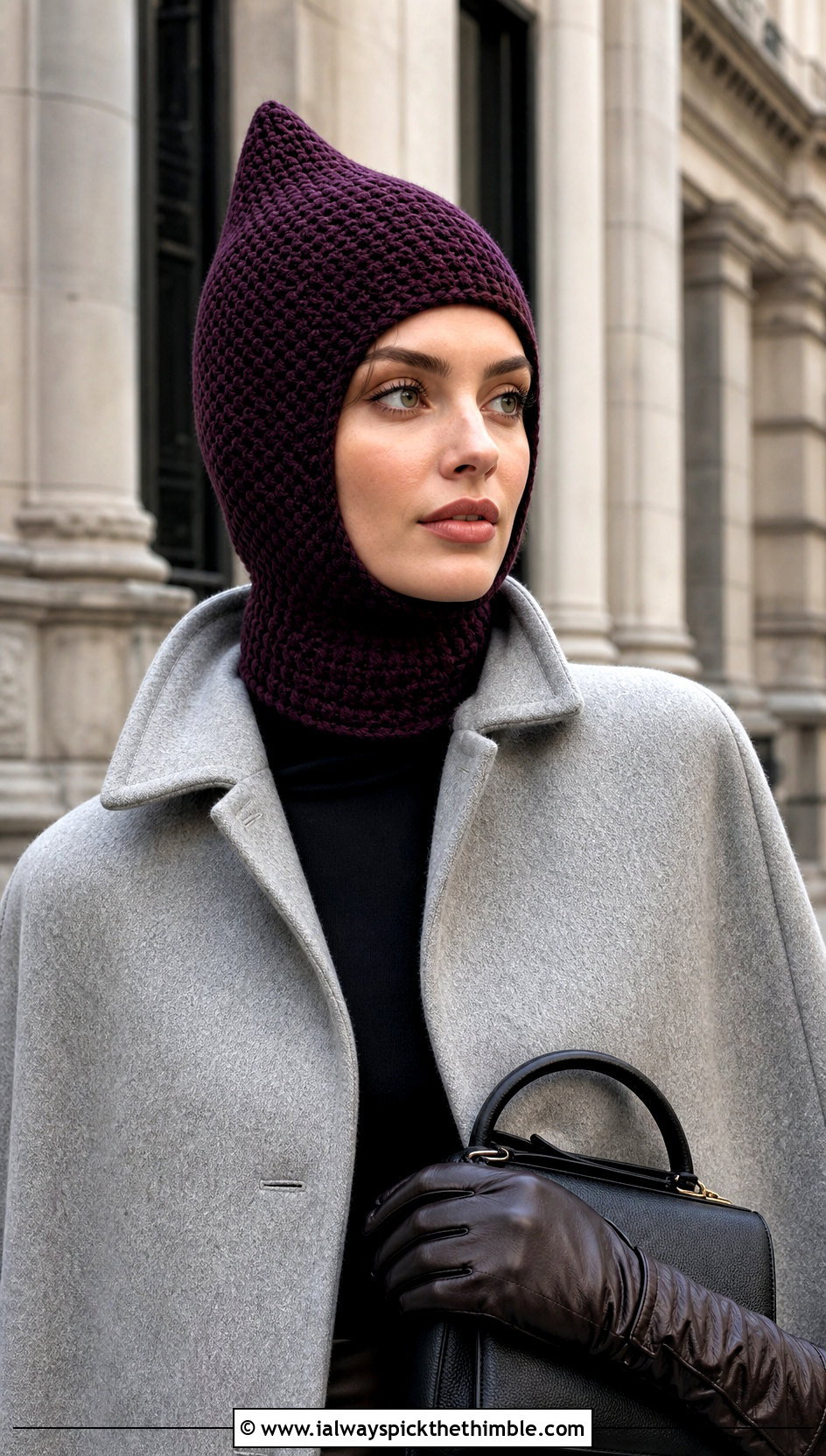 Pointed Crochet Balaclava With Cape Coat - 20 crochet balaclava ski mask outfit ideas